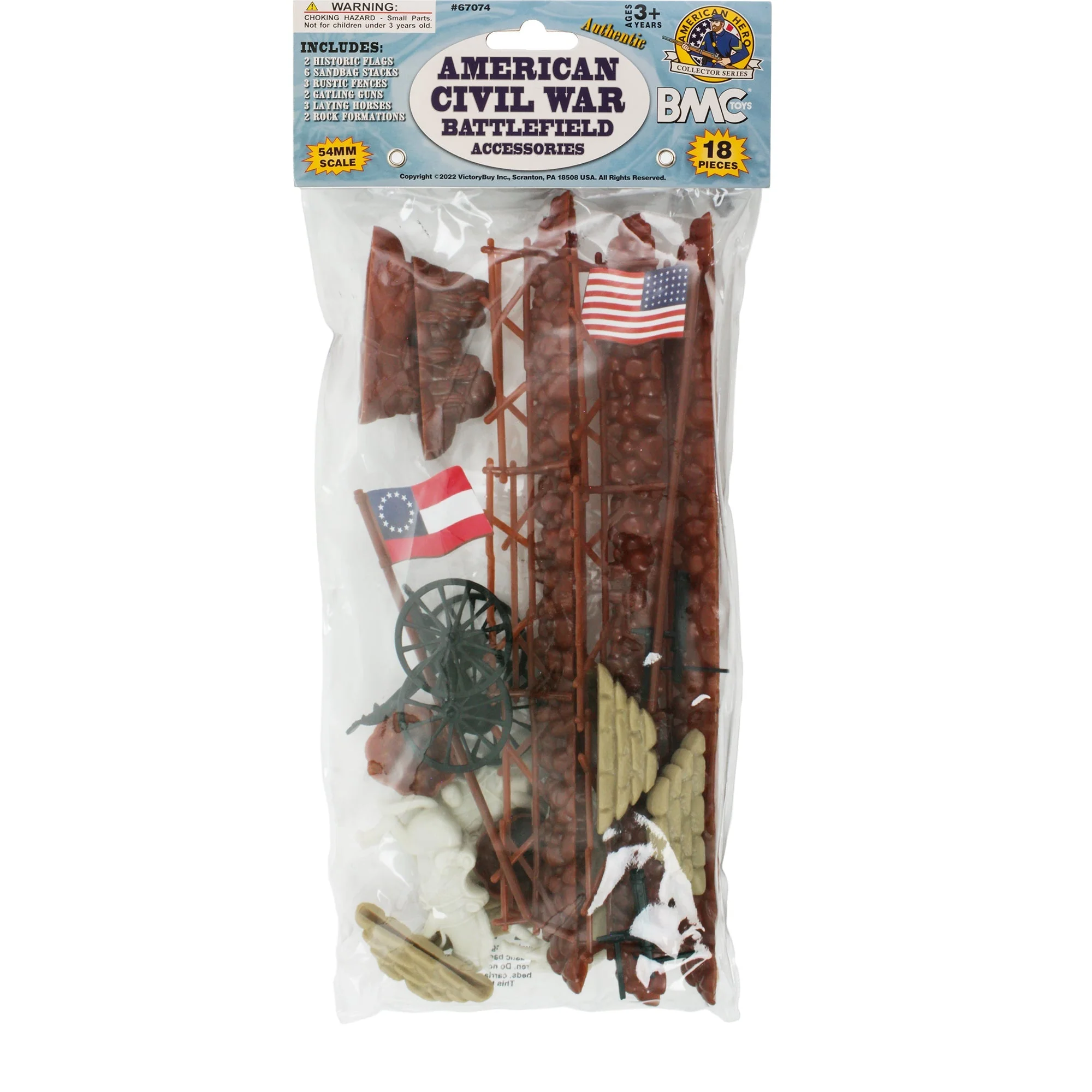 BMC Civil War Battlefield Plastic Army Men Accessories - 18pc Fences, Flags - Image 4