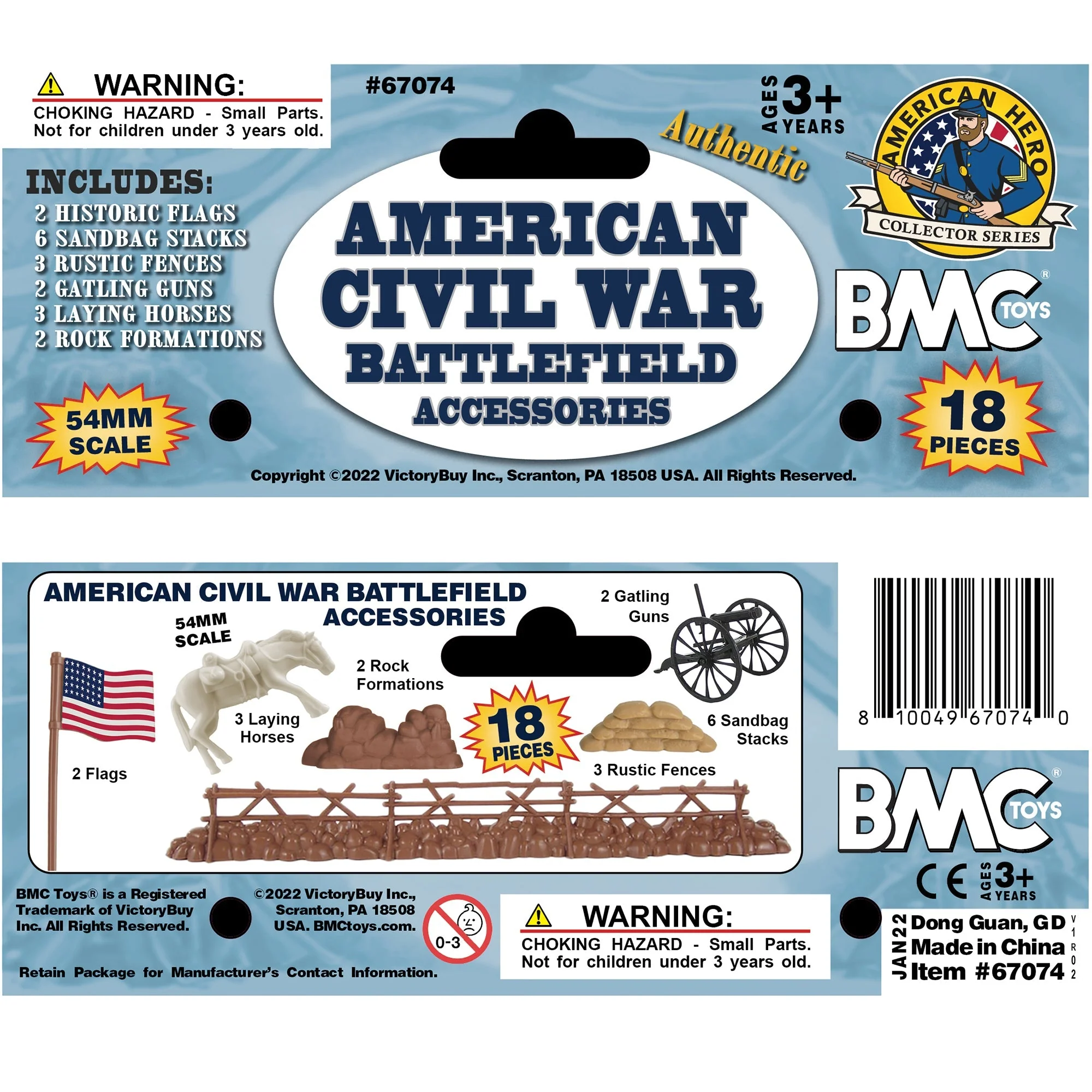 BMC Civil War Battlefield Plastic Army Men Accessories - 18pc Fences, Flags - Image 5