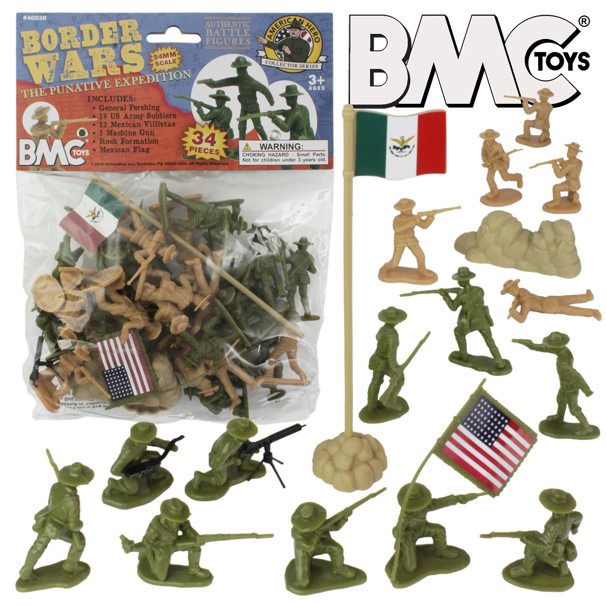 BMC Border Wars US Army vs. Mexican Villistas - 34pc Plastic Army Soldier Figure - Image 11