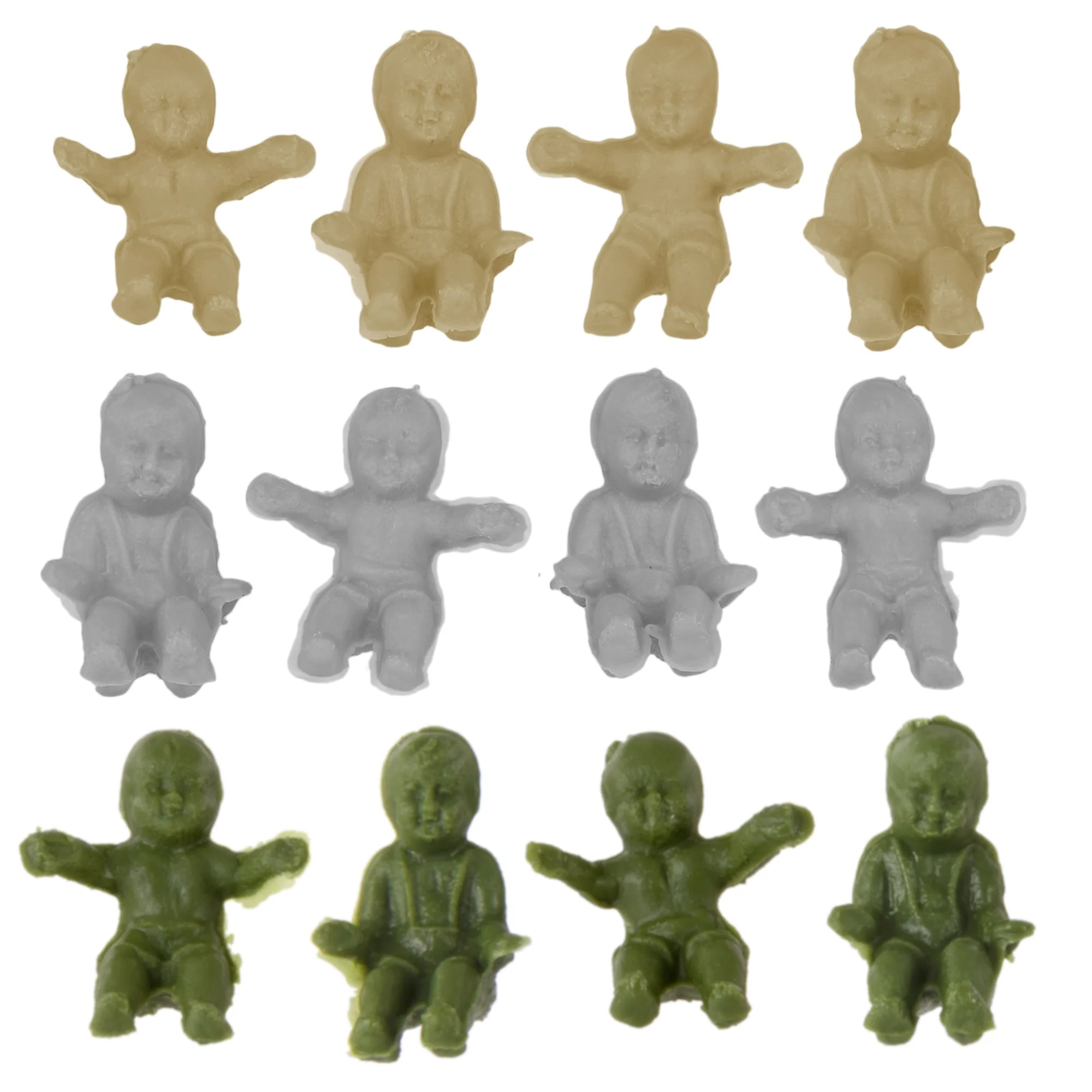 BMC Classic Plastic Army Babies - OD Green Tan Gray 30pc Doll Figures - US Made - Image 3