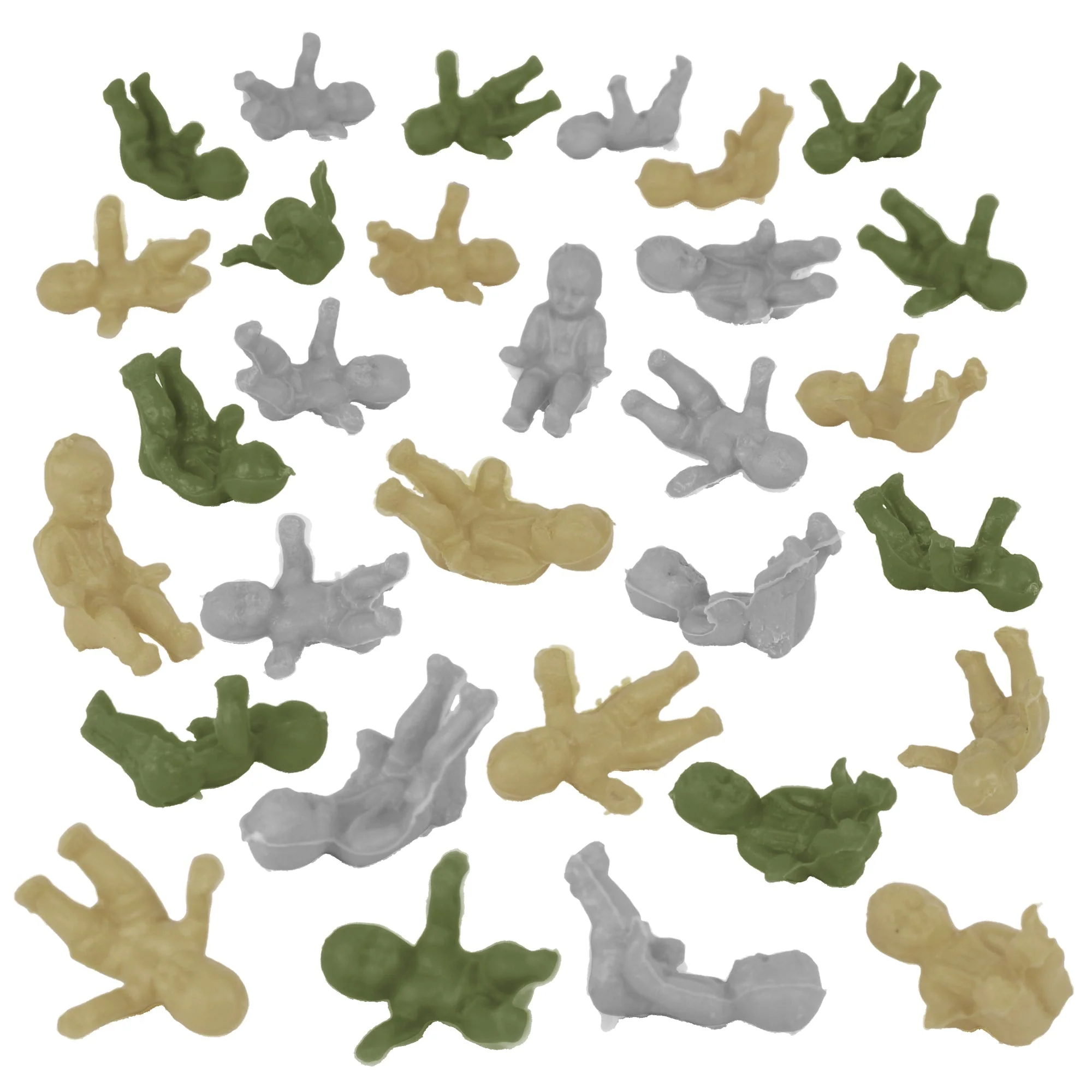 BMC Classic Plastic Army Babies - OD Green Tan Gray 30pc Doll Figures - US Made - Image 4