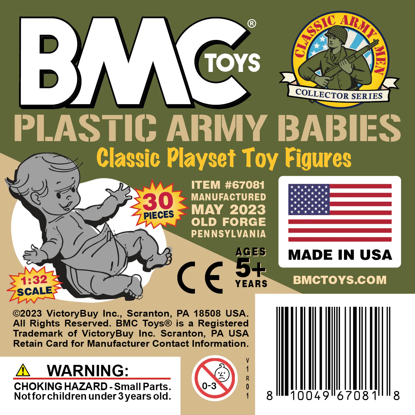BMC Classic Plastic Army Babies - OD Green Tan Gray 30pc Doll Figures - US Made - Image 6