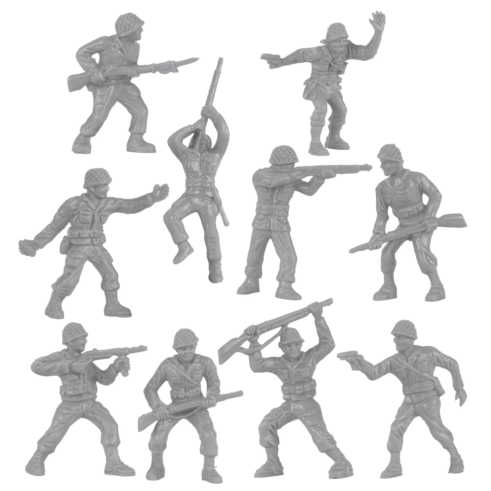 BMC Classic Plastic Army Men - 40pc Gray WW2 Soldier Figures - Made in USA - Image 3