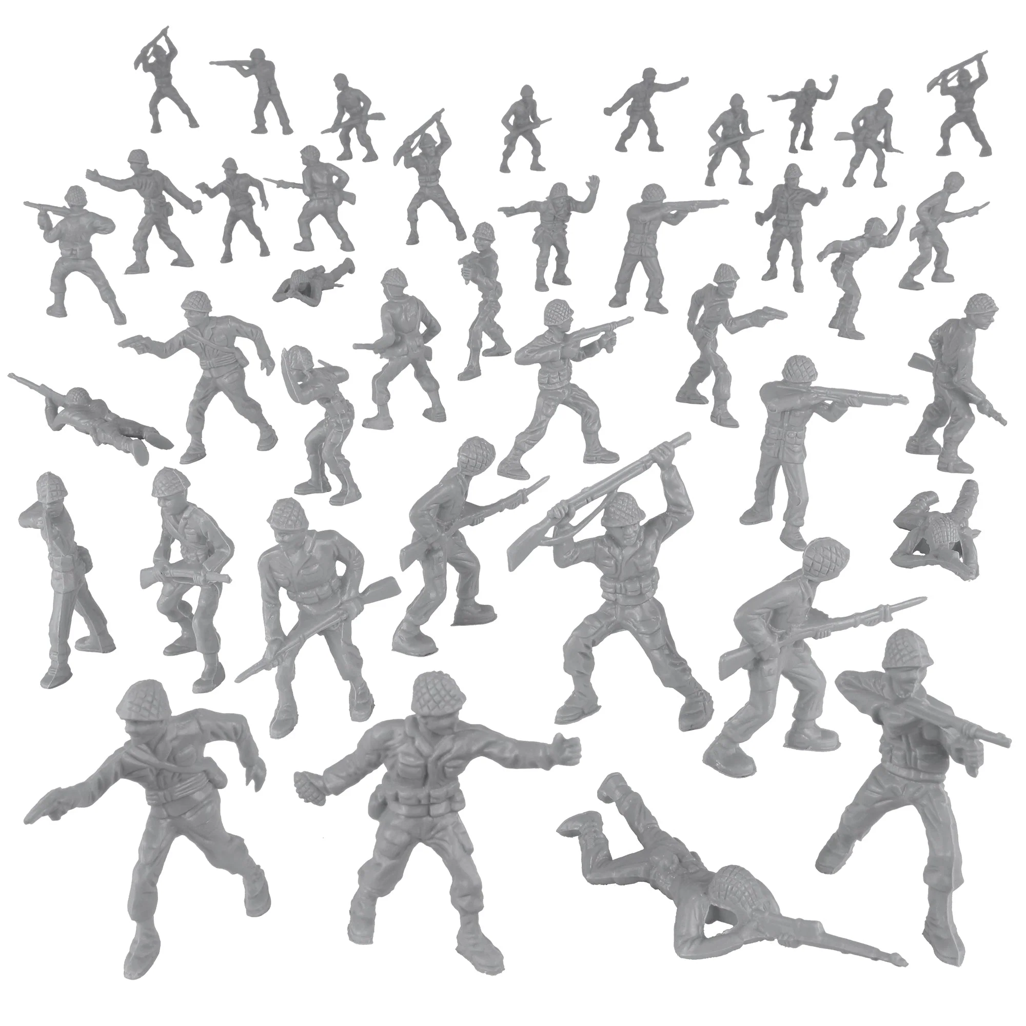 BMC Classic Plastic Army Men - 40pc Gray WW2 Soldier Figures - Made in USA - Image 4