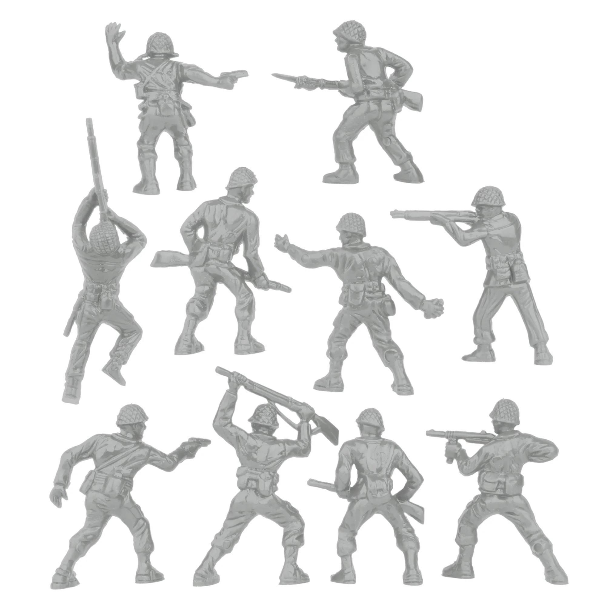 BMC Classic Plastic Army Men - 40pc Gray WW2 Soldier Figures - Made in USA - Image 5