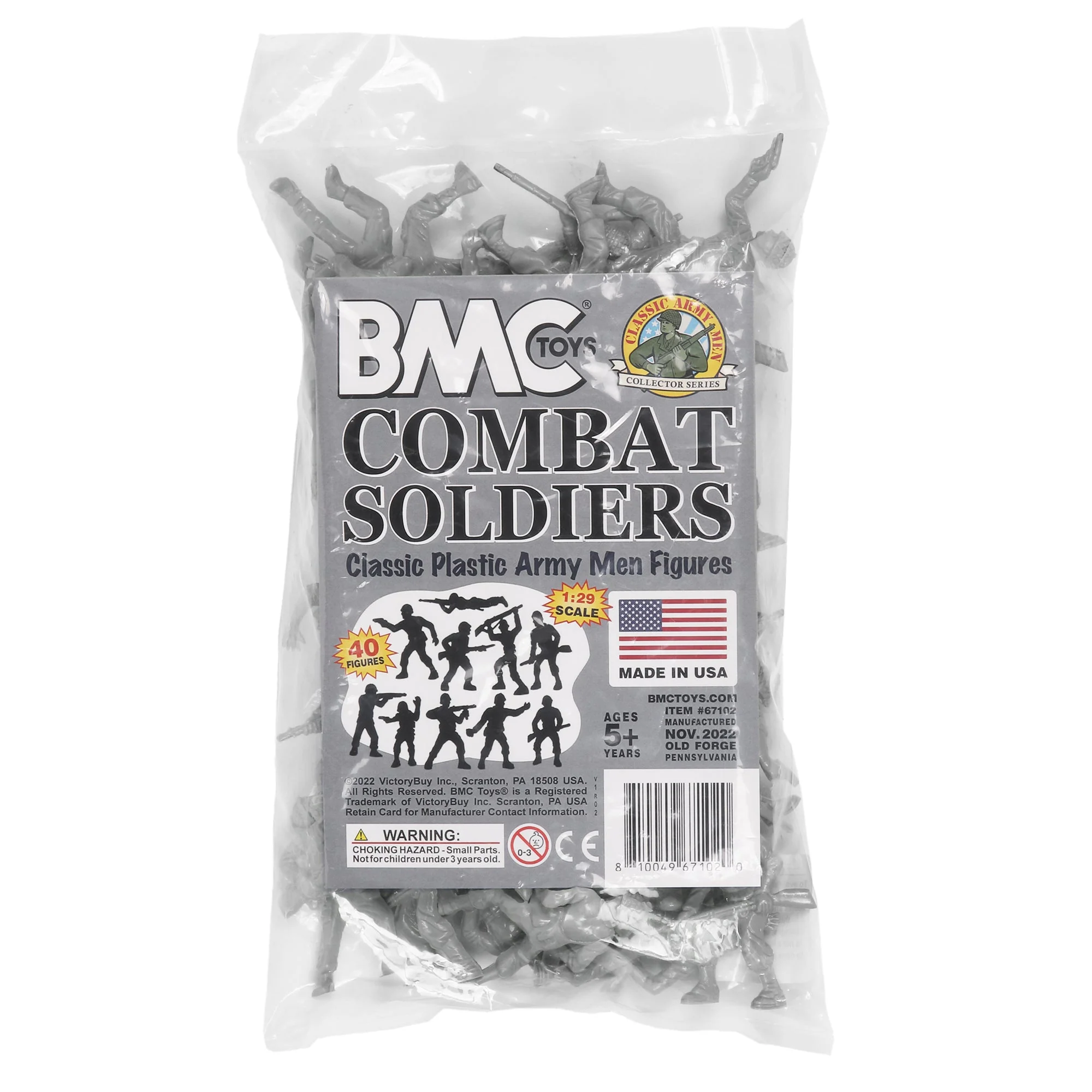 BMC Classic Plastic Army Men - 40pc Gray WW2 Soldier Figures - Made in USA - Image 6