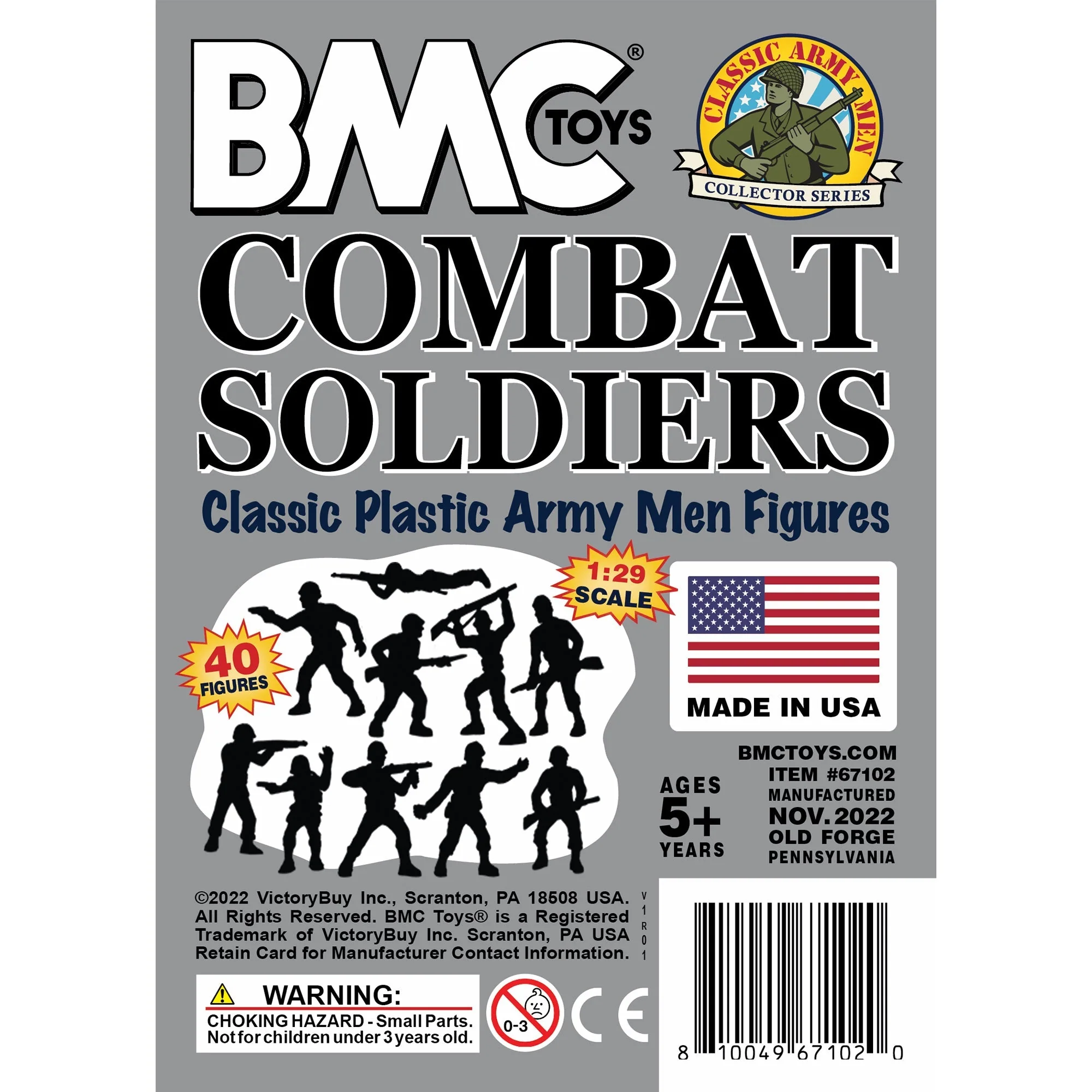 BMC Classic Plastic Army Men - 40pc Gray WW2 Soldier Figures - Made in USA - Image 7