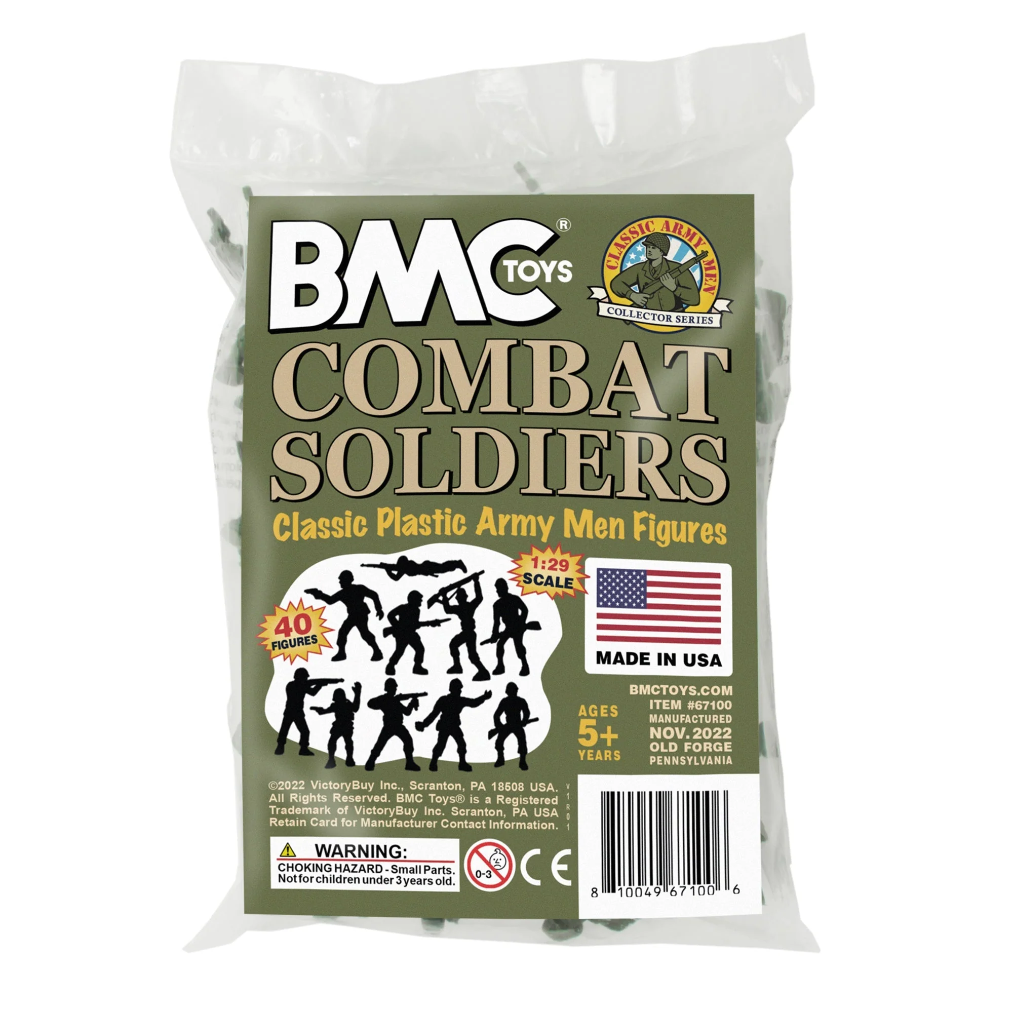 BMC Classic Plastic Army Men - 40pc OD Green WW2 Soldier Figures - Made in USA - Image 6