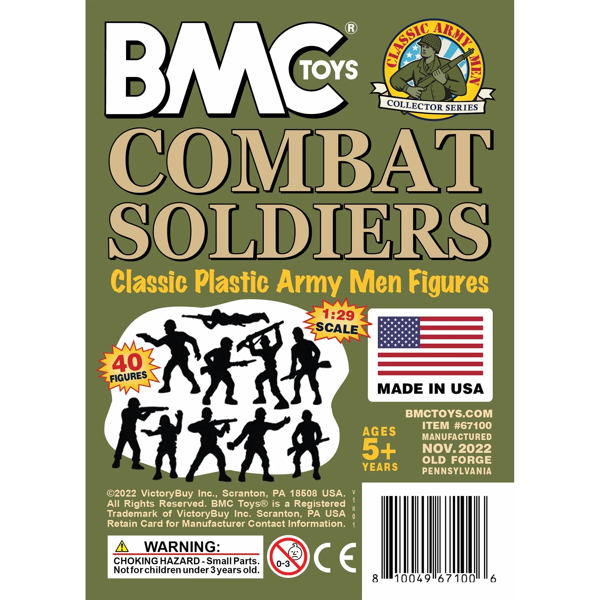 BMC Classic Plastic Army Men - 40pc OD Green WW2 Soldier Figures - Made in USA - Image 7