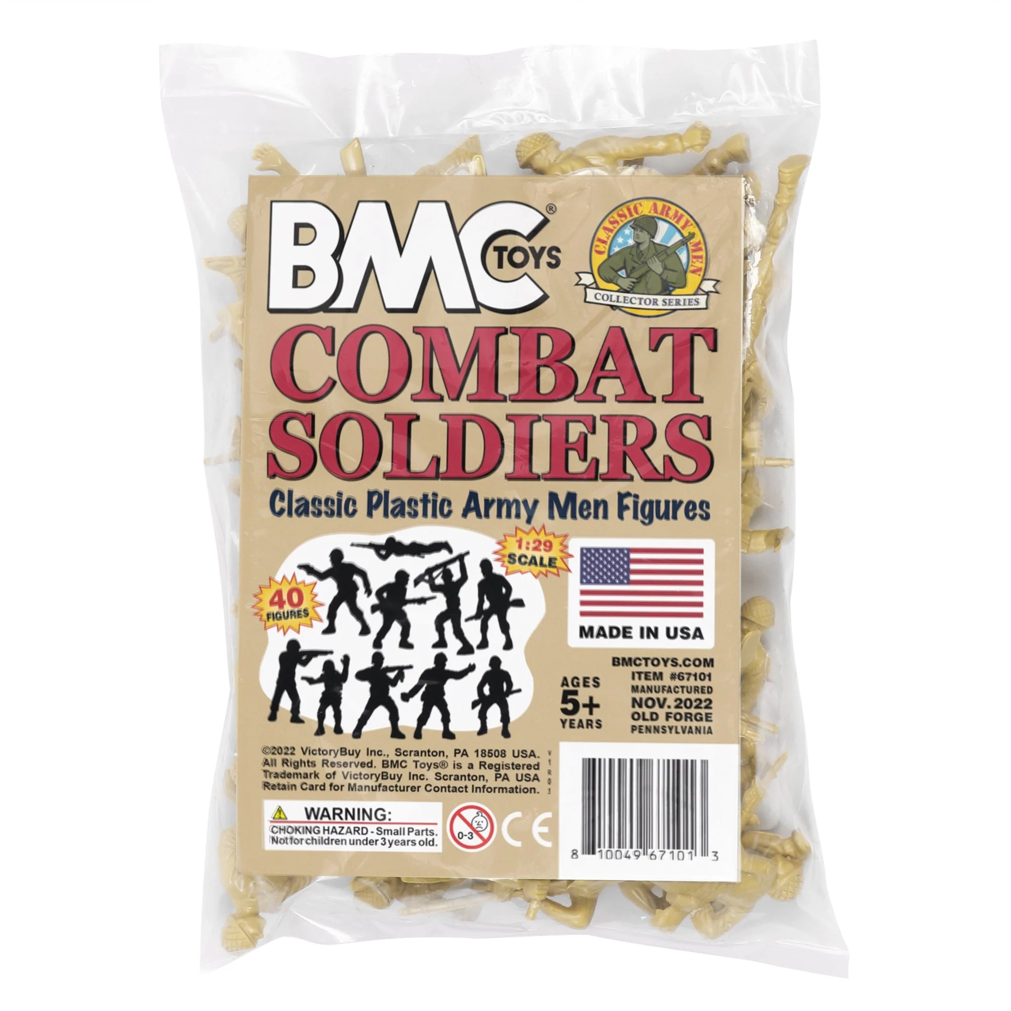 BMC Classic Plastic Army Men - 40pc Tan WW2 Soldier Figures - Made in USA - Image 6