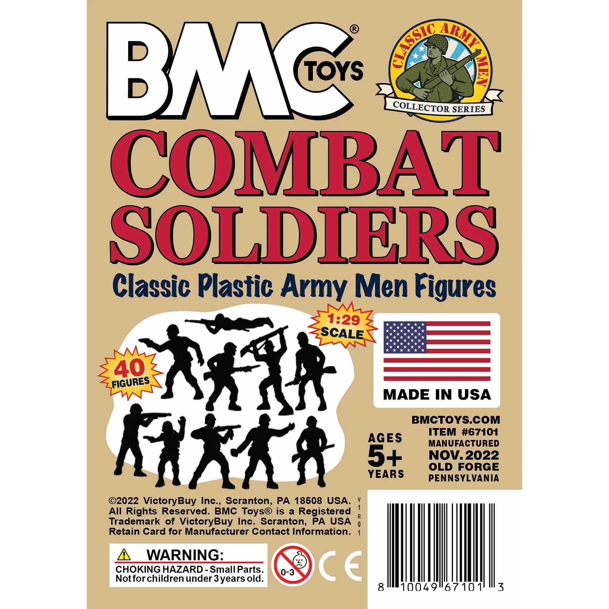 BMC Classic Plastic Army Men - 40pc Tan WW2 Soldier Figures - Made in USA - Image 7