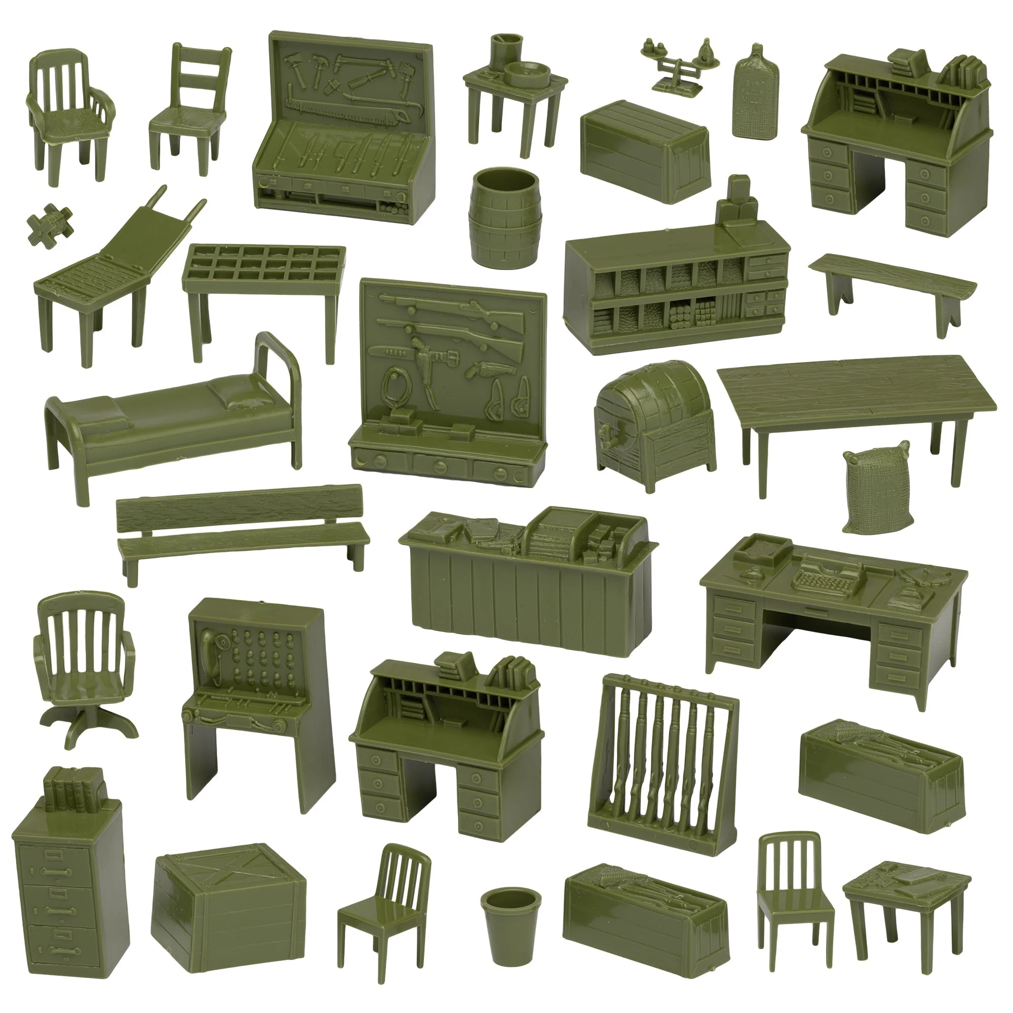 BMC Classic Marx Military Base Camp - 32pc Plastic Army Men Playset Accessories - Image 5