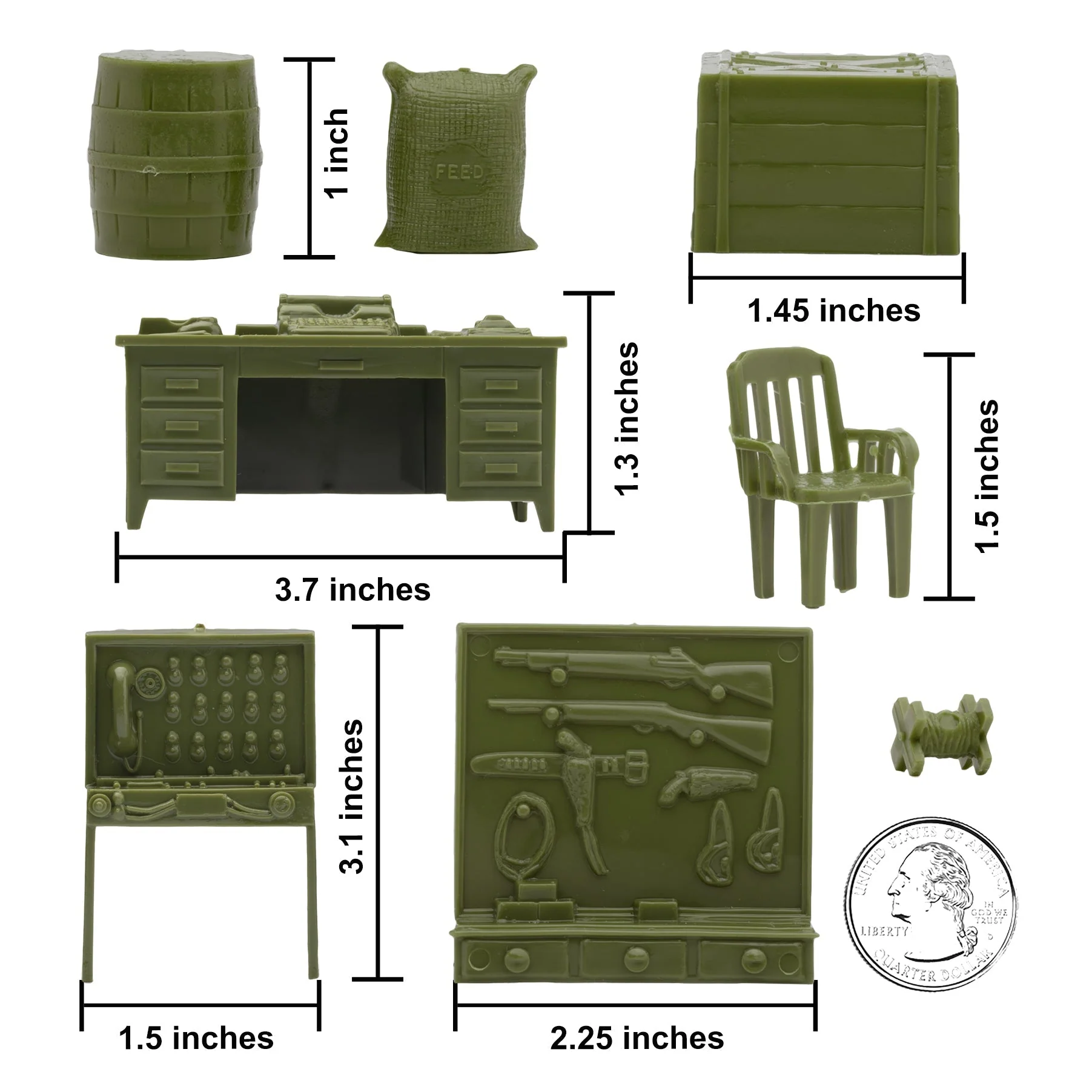BMC Classic Marx Military Base Camp - 44pc Plastic Army Men Playset Accessories - Image 5