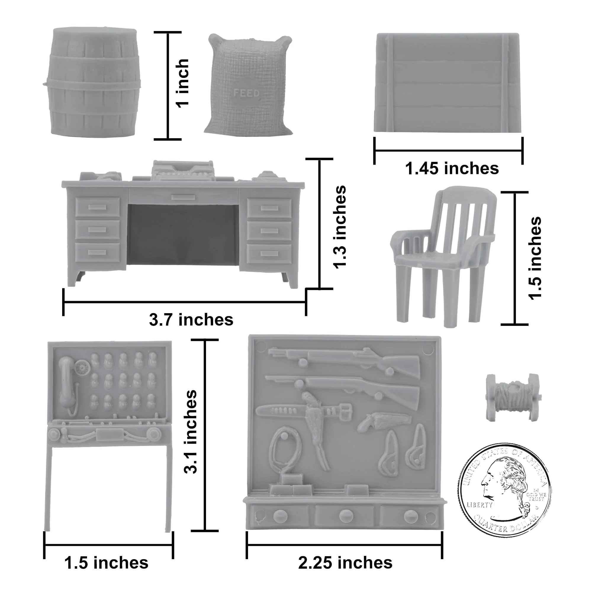 BMC Classic Marx Military Base Camp Gray 44pc Plastic Army Men Playset Accessory - Image 3
