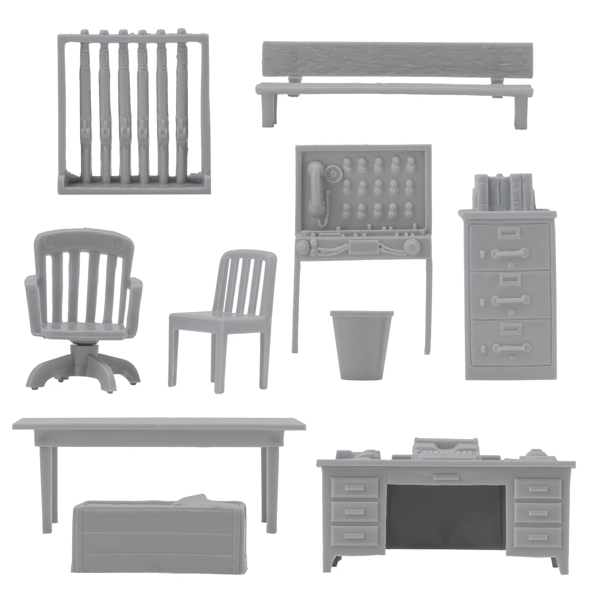 BMC Classic Marx Military Base Camp Gray 44pc Plastic Army Men Playset Accessory - Image 4