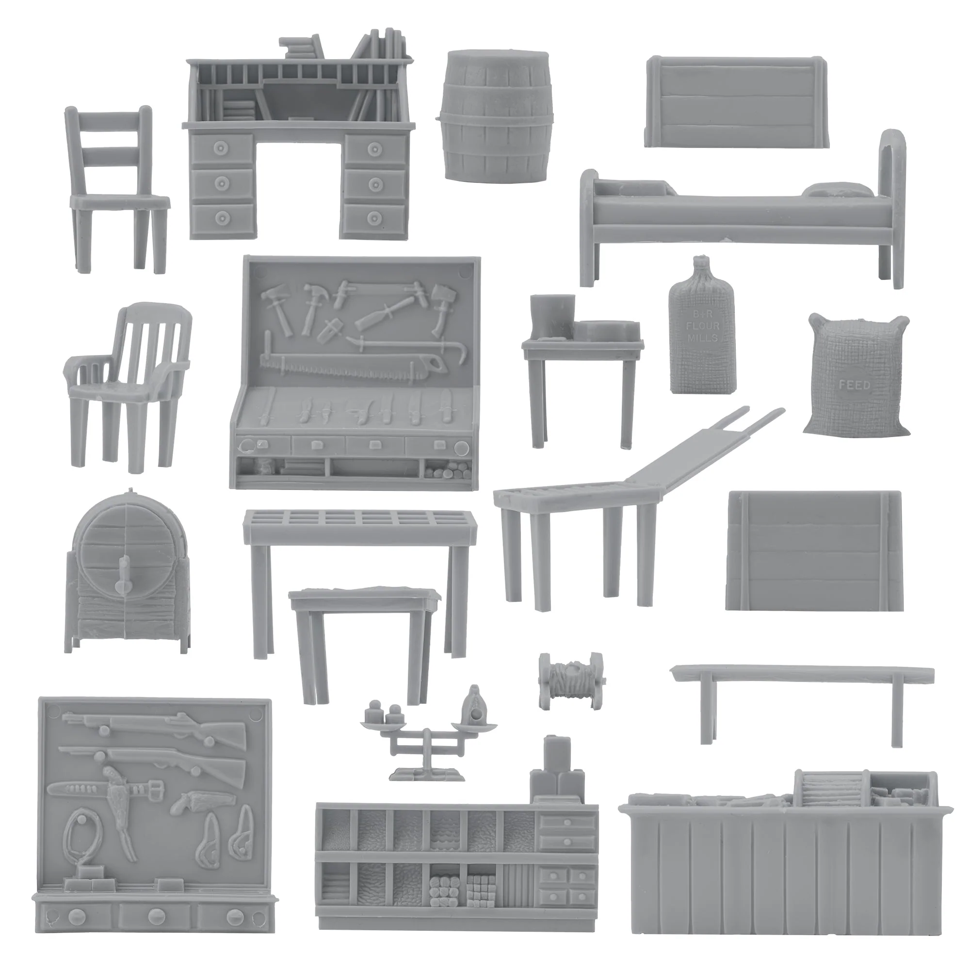 BMC Classic Marx Military Base Camp Gray 44pc Plastic Army Men Playset Accessory - Image 5