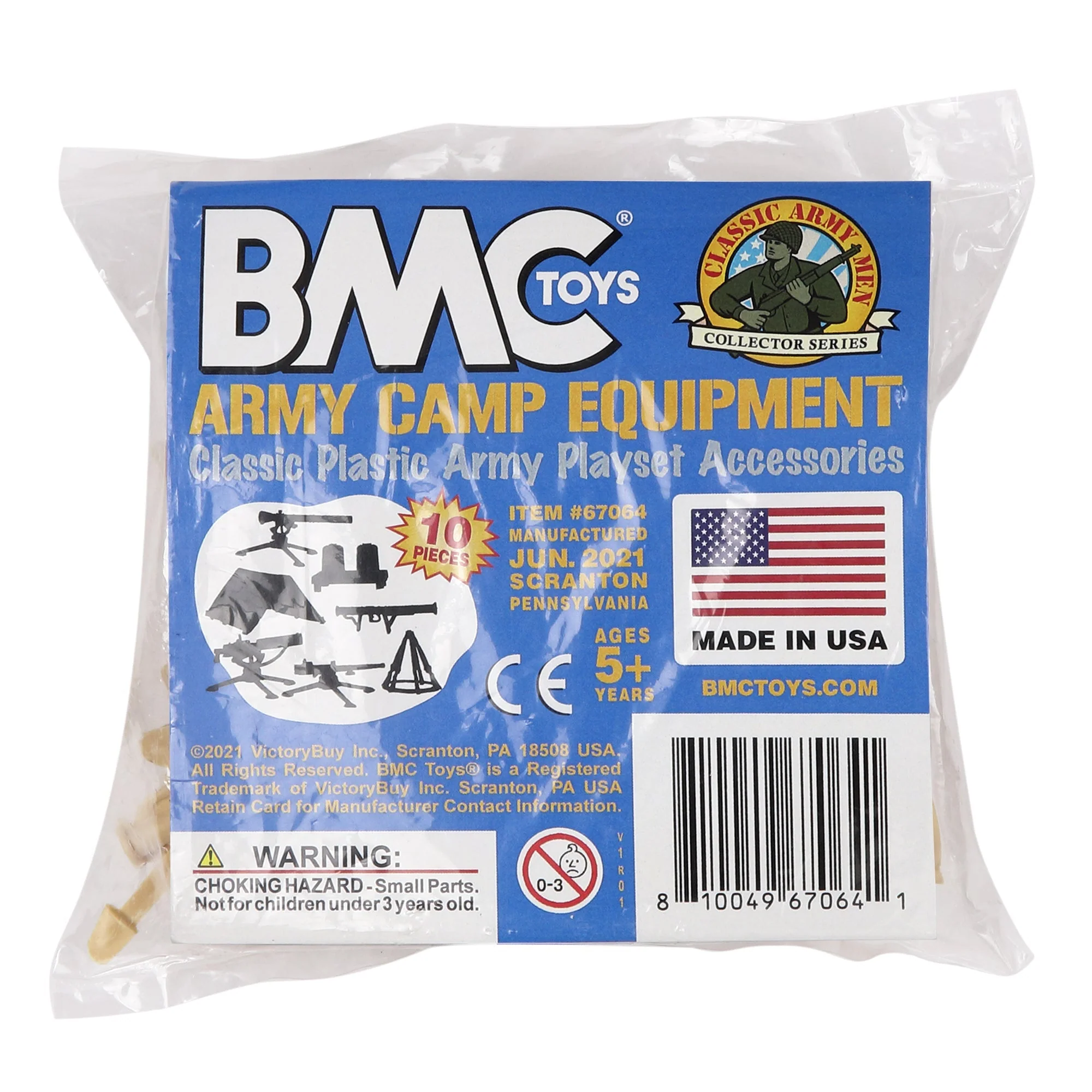 BMC Classic Plastic Army Men Camp Equipment - Tan 10pc Tents & Weapons USA Made - Image 5