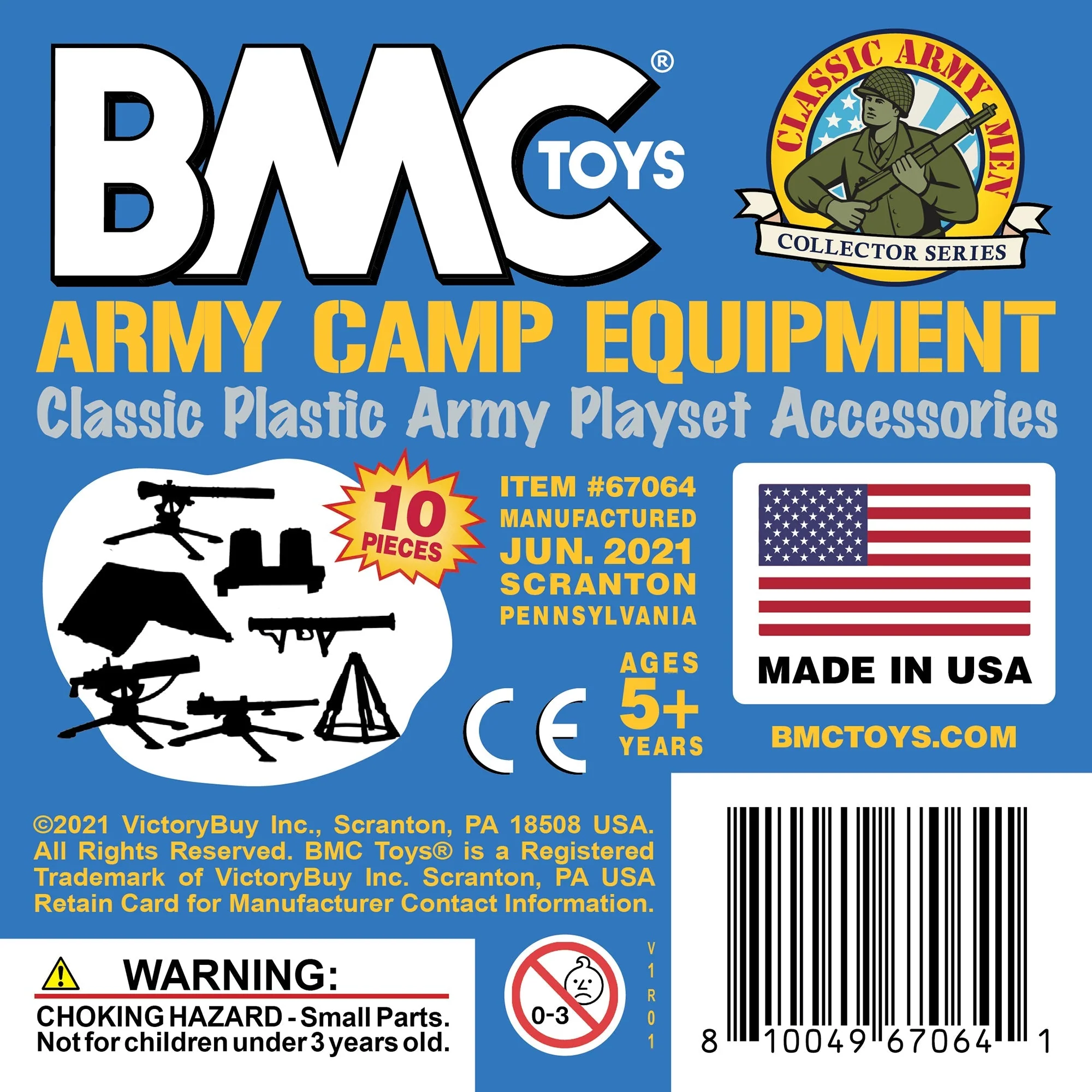 BMC Classic Plastic Army Men Camp Equipment - Tan 10pc Tents & Weapons USA Made - Image 6