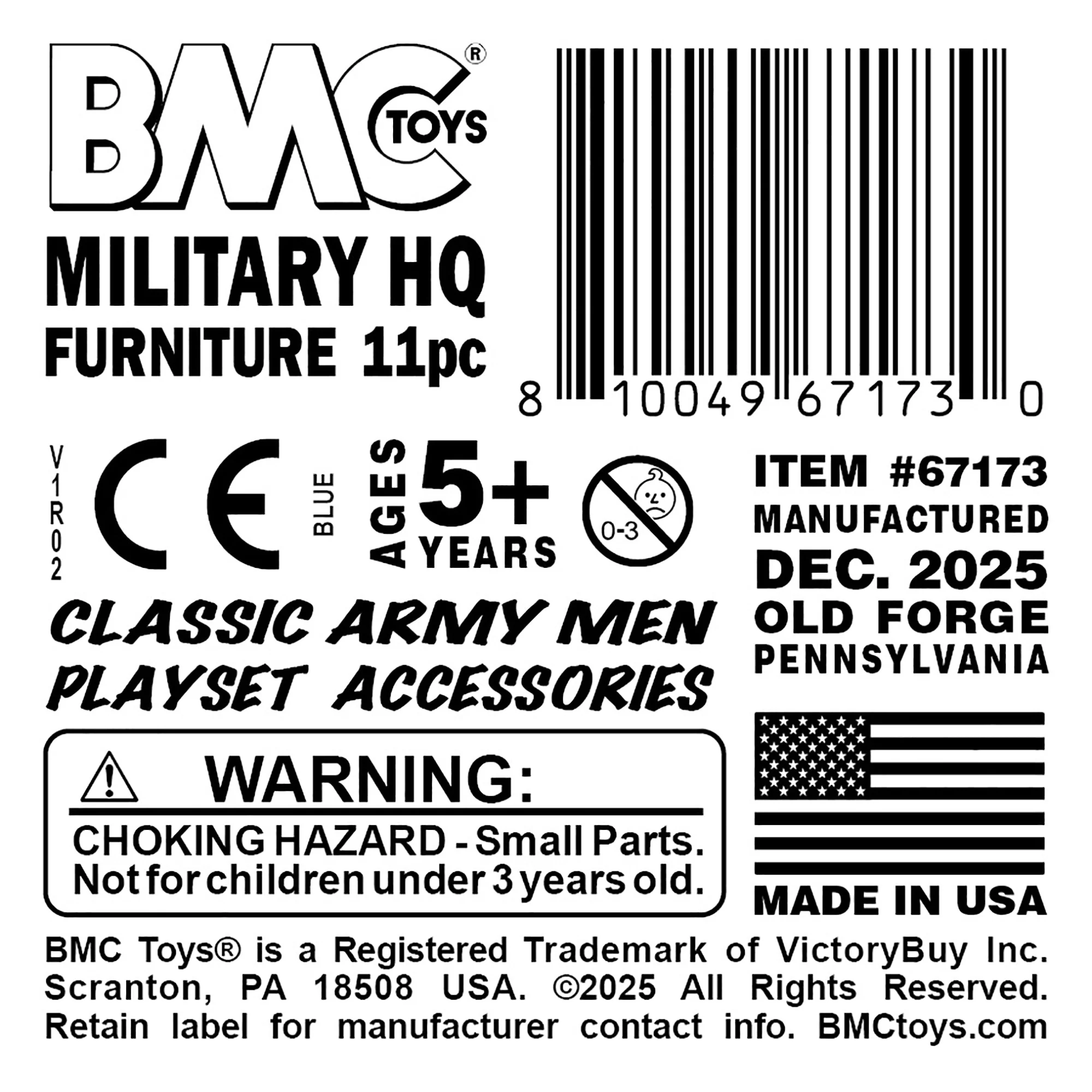 BMC Classic Marx Military HQ Accessories 11pc Plastic Army Men Playset Furniture - Image 4