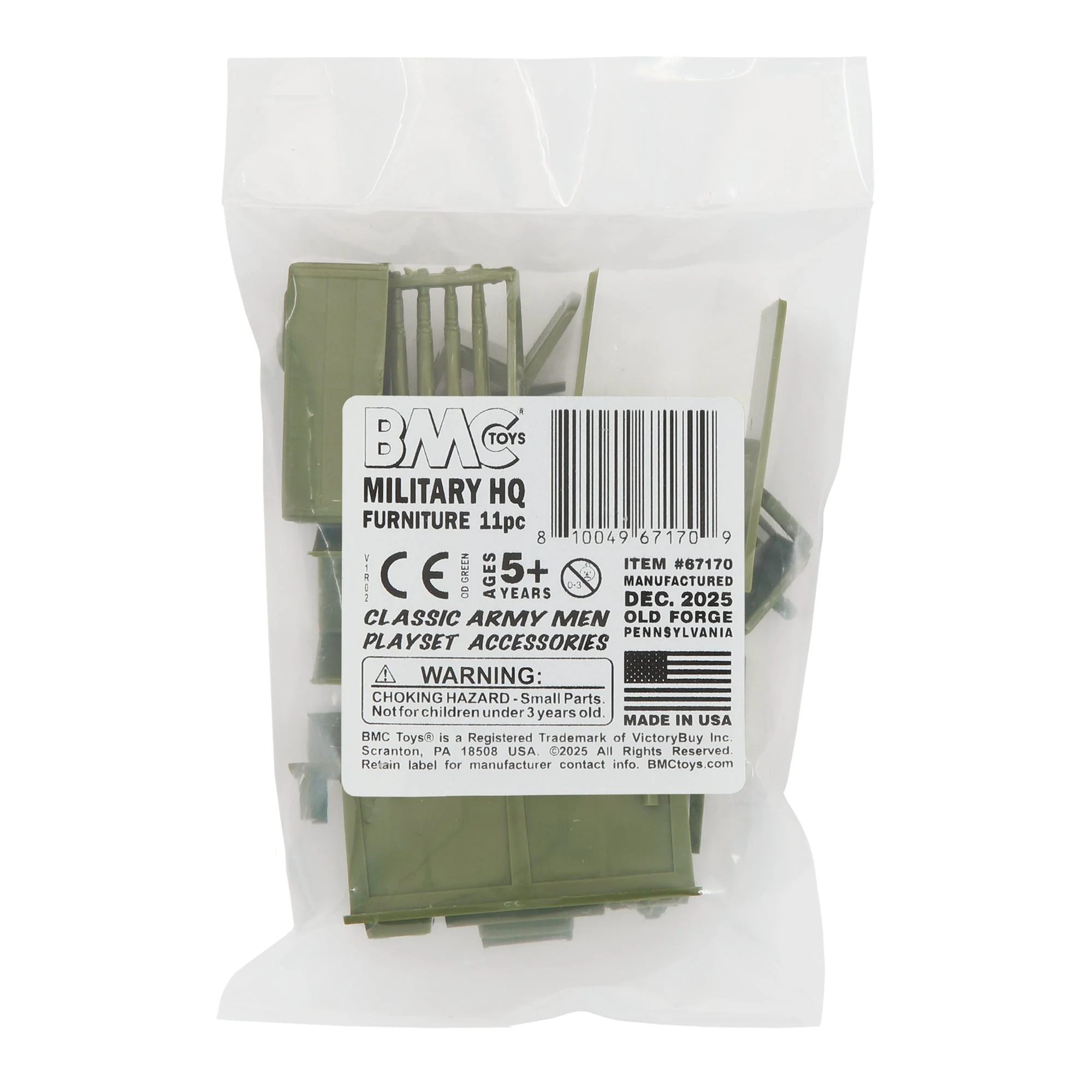 BMC Classic Marx Military HQ Accessories 11pc Plastic Army Men Playset Furniture - Image 3