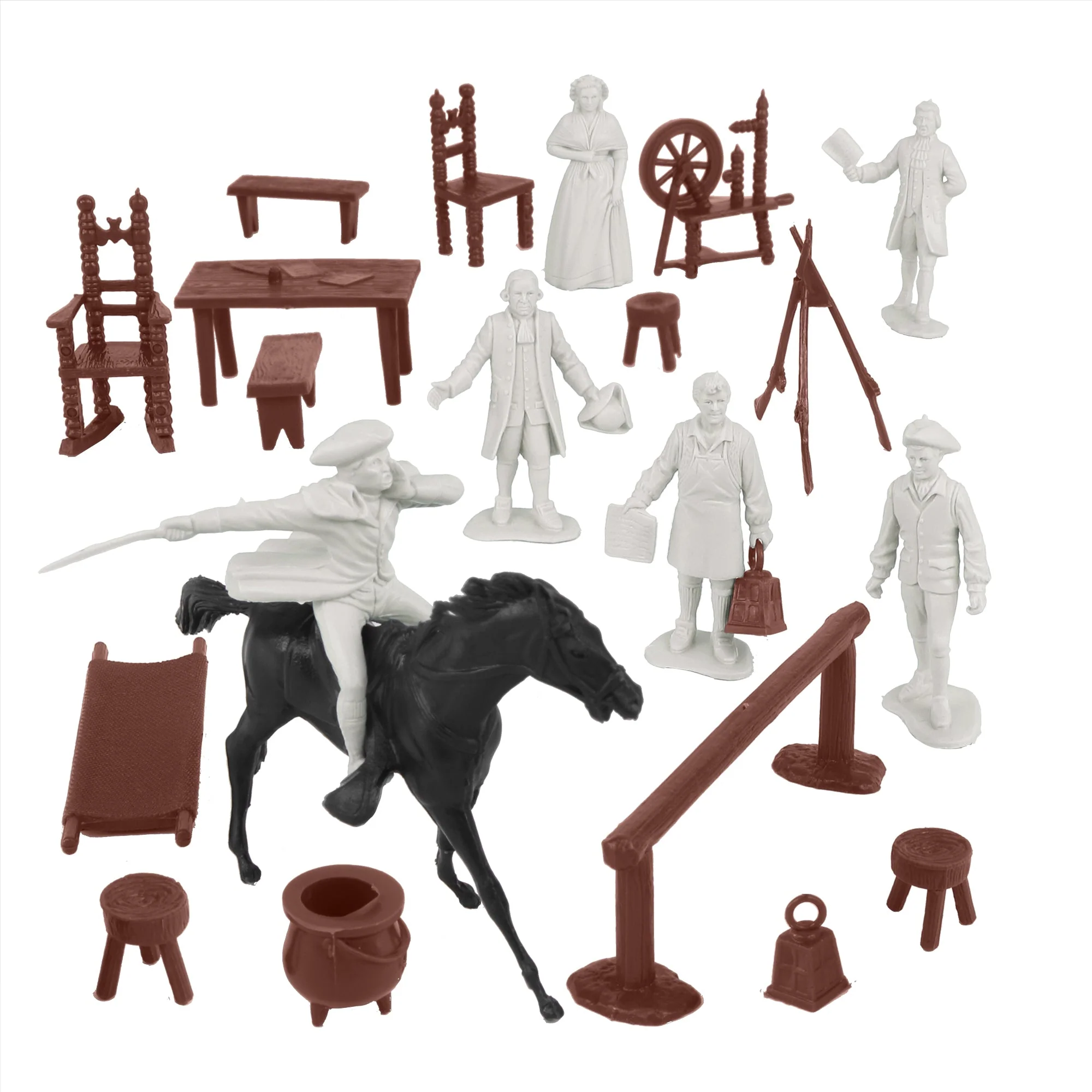 BMC Classic American Revolution Colonists - White 21pc Plastic Figure Playset - Image 3