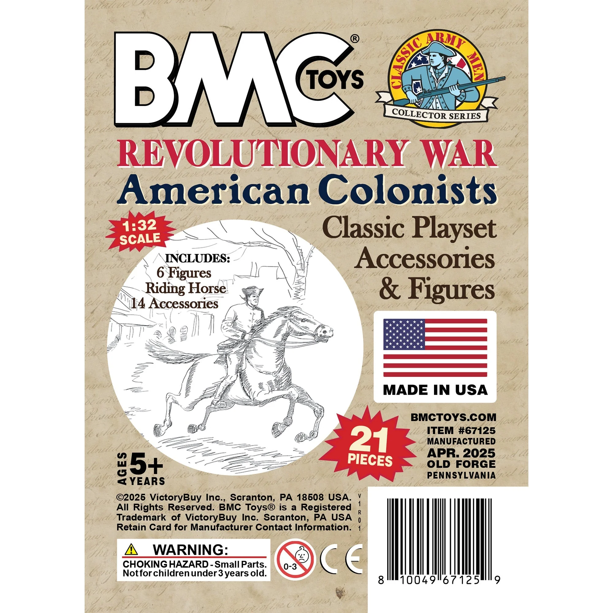 BMC Classic American Revolution Colonists - White 21pc Plastic Figure Playset - Image 9