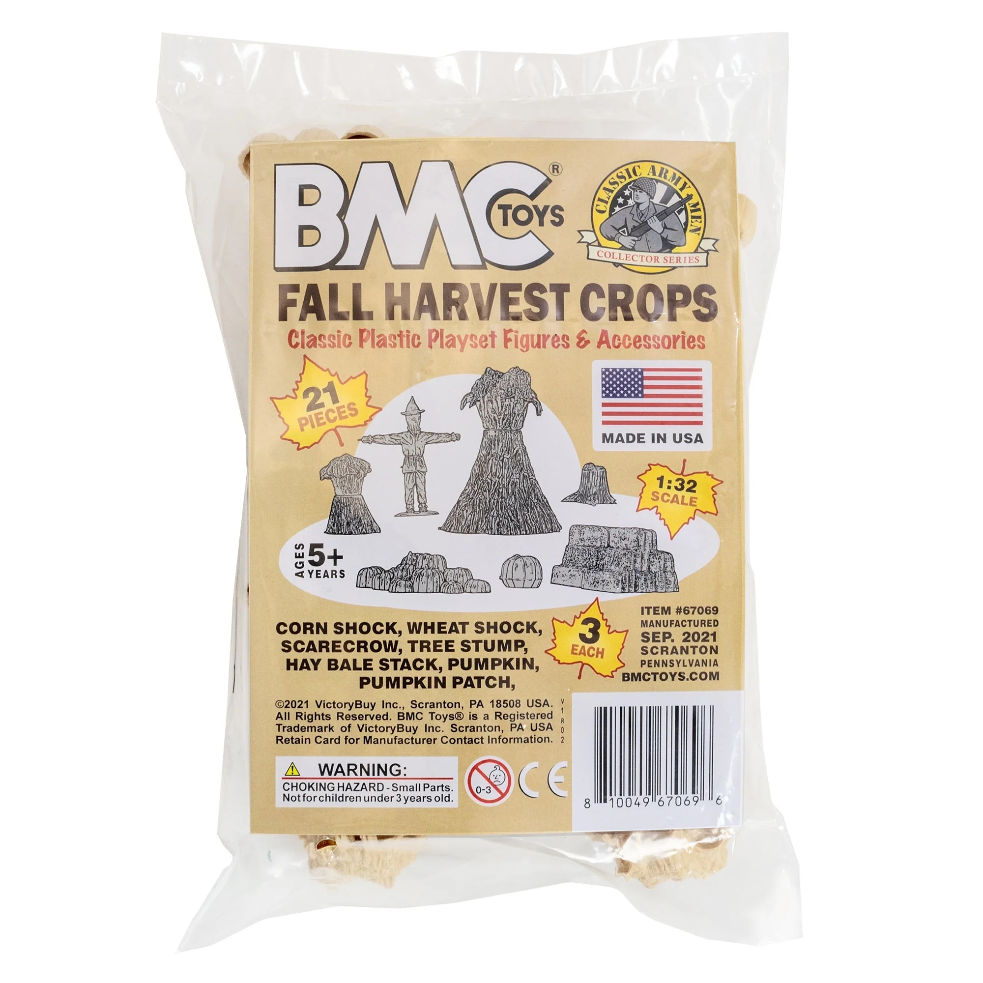 BMC Classic Marx Fall Harvest Crops - 21pc Plastic Corn Hay & Pumpkin Playset - Image 5