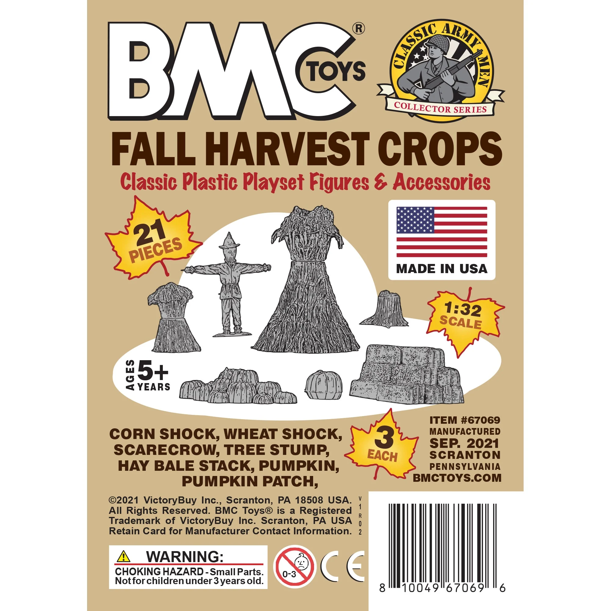 BMC Classic Marx Fall Harvest Crops - 21pc Plastic Corn Hay & Pumpkin Playset - Image 6