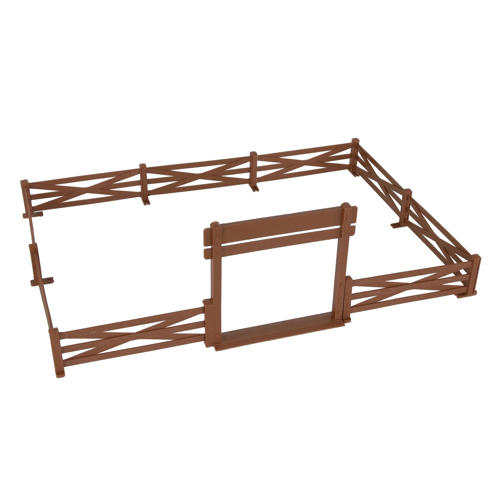 BMC Classic Marx Farm Ranch Fence & Gate - Brown 10pc Plastic Playset Accessory - Image 3