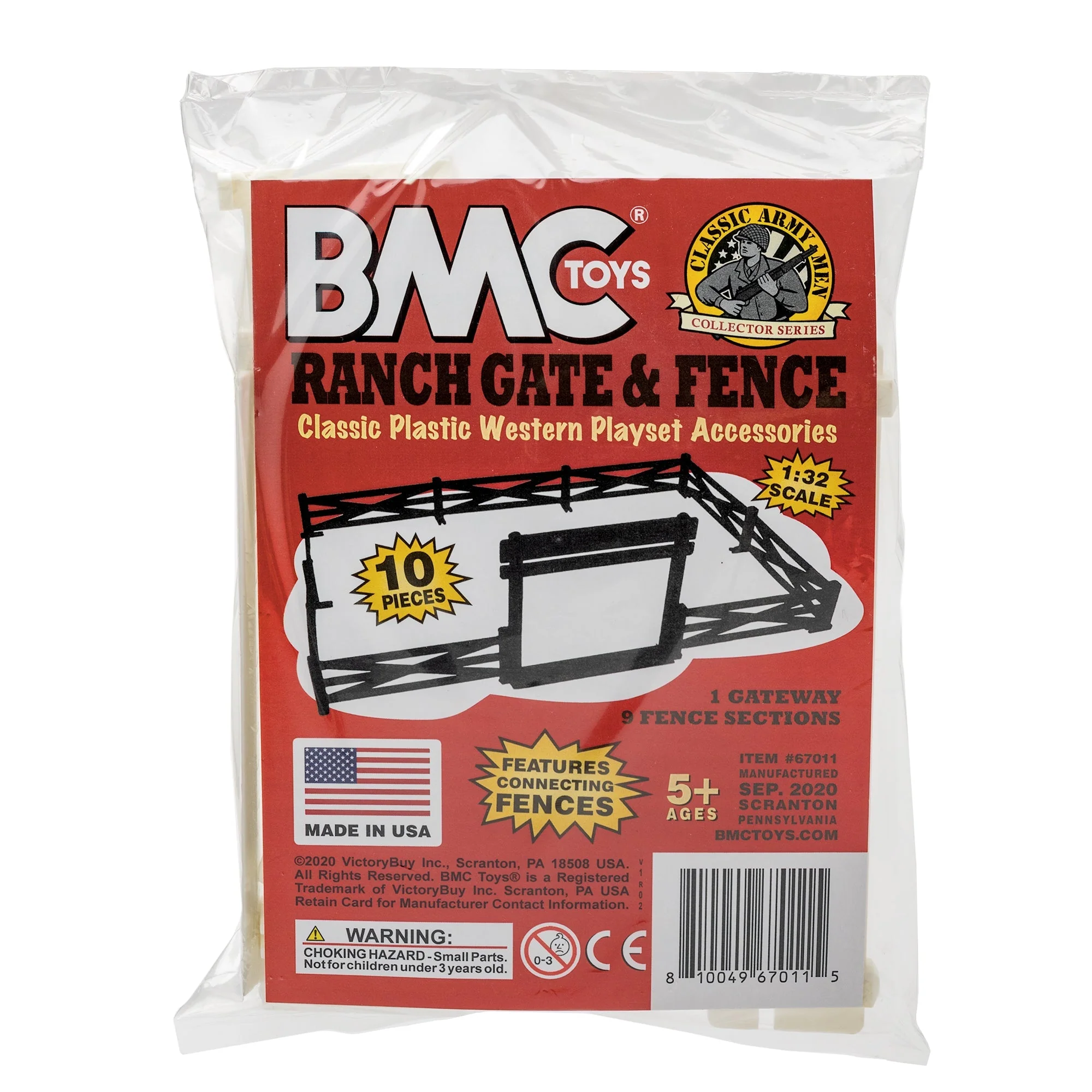 BMC Classic Marx Farm Ranch Fence & Gate - White 10pc Plastic Playset Accessory - Image 5