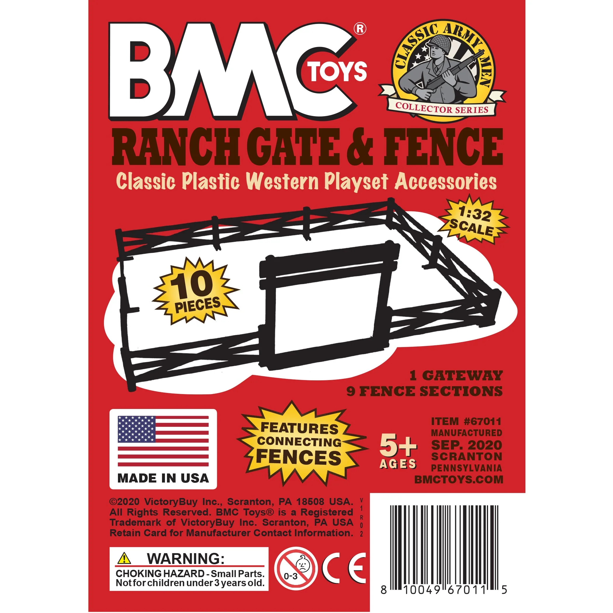 BMC Classic Marx Farm Ranch Fence & Gate - White 10pc Plastic Playset Accessory - Image 6