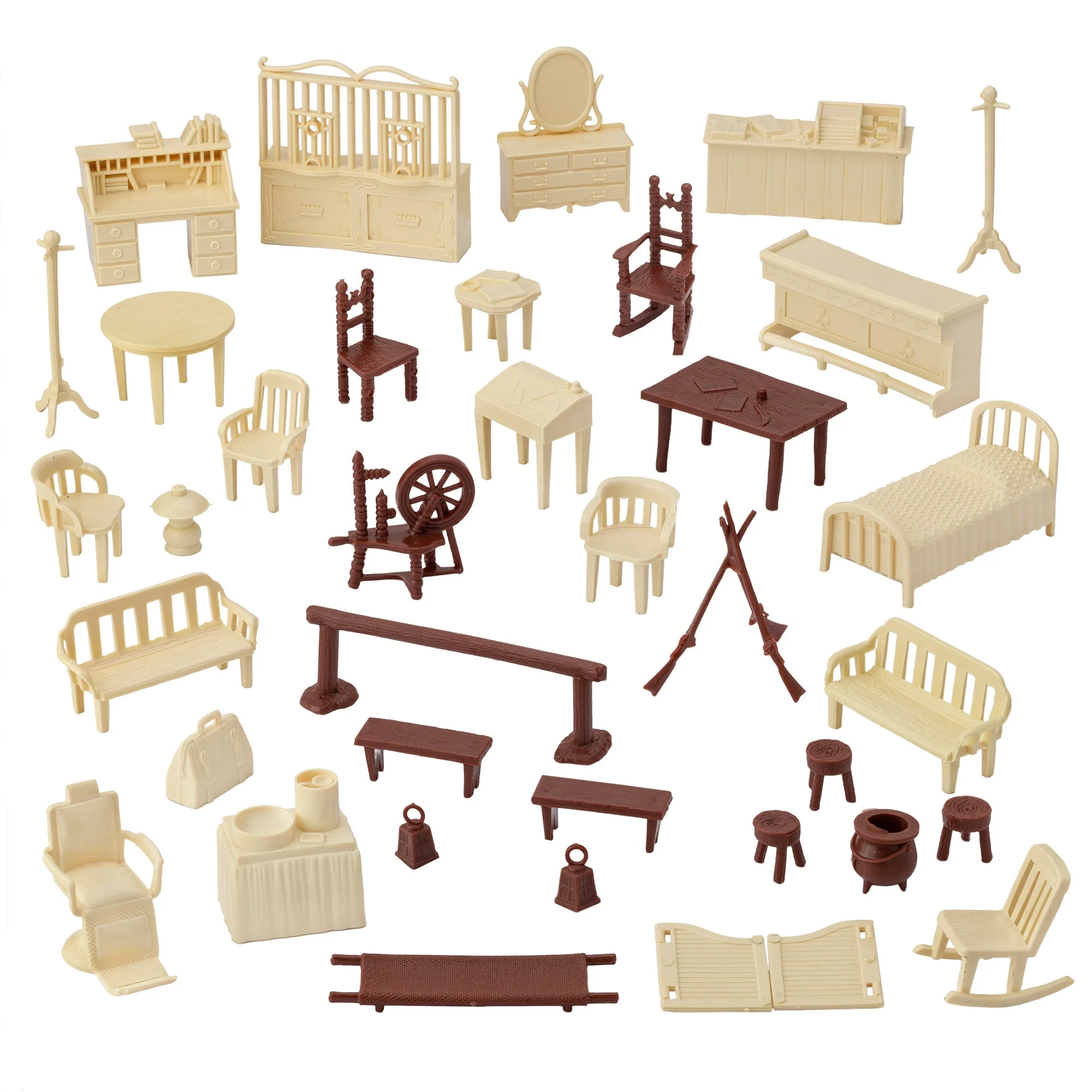 BMC Classic Marx Antique Furniture - 36pc Dollhouse Plastic Playset Accessories - Image 3