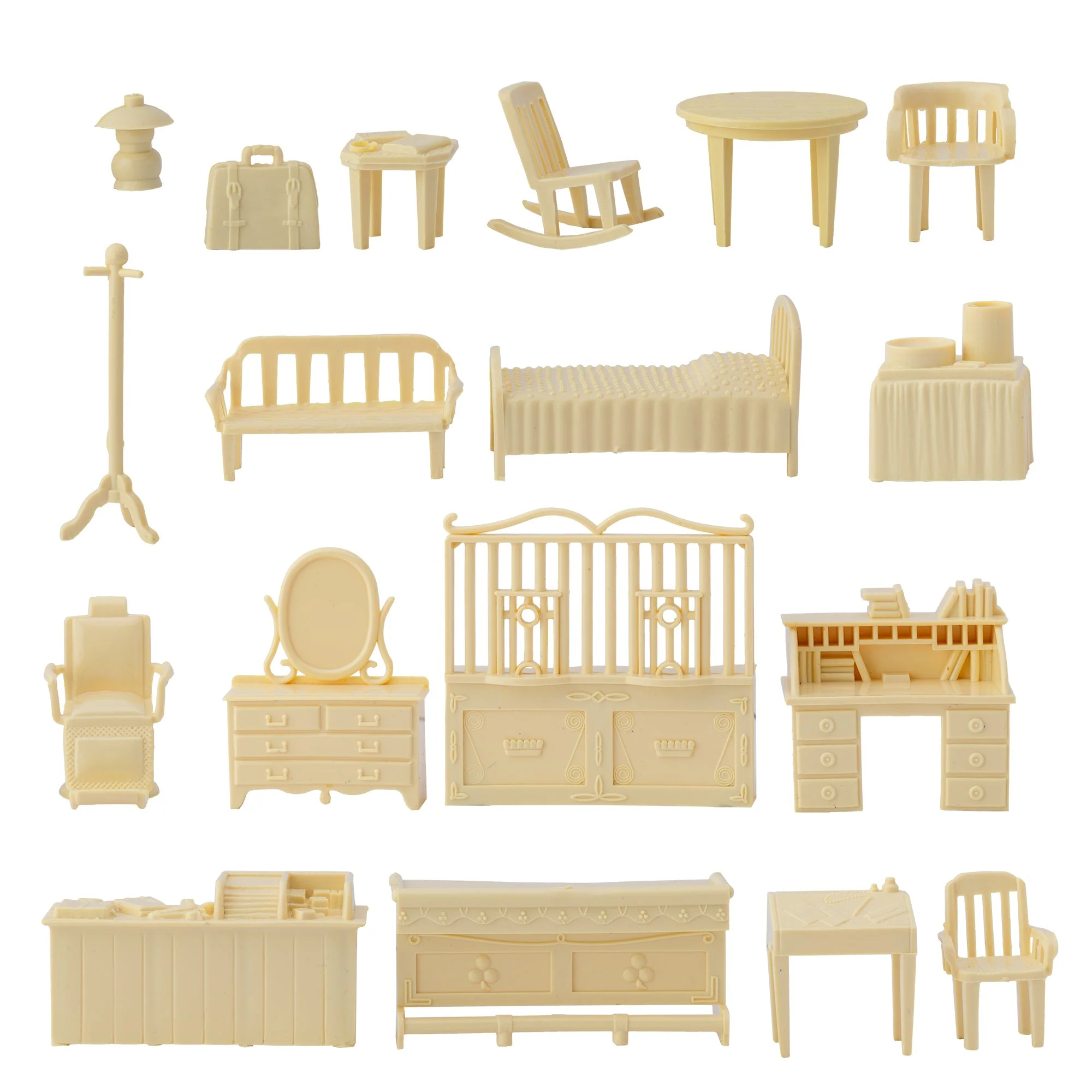 BMC Classic Marx Antique Furniture - 36pc Dollhouse Plastic Playset Accessories - Image 4