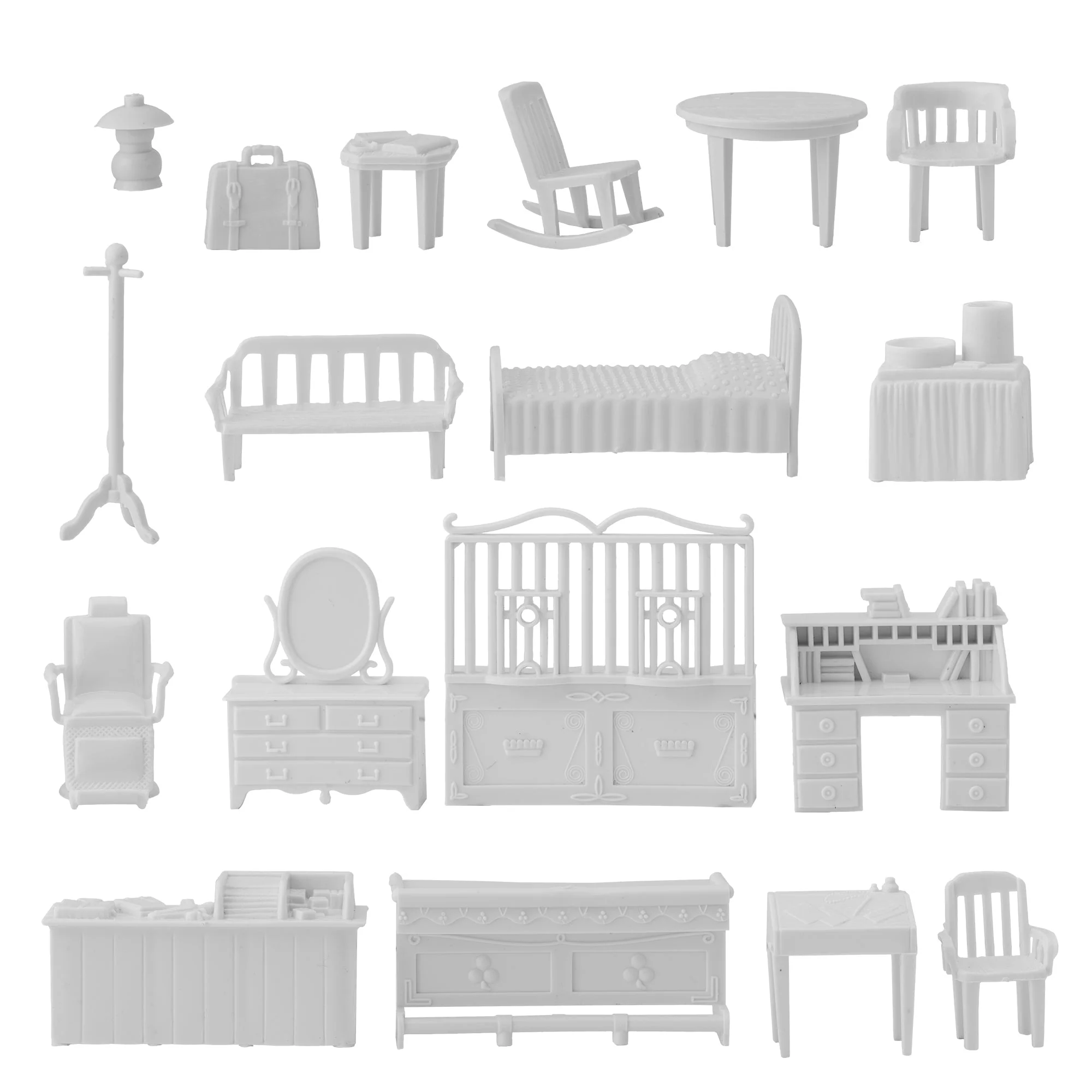 BMC Classic Marx Antique Furniture - 36pc Dollhouse Plastic Playset Accessories - Image 3