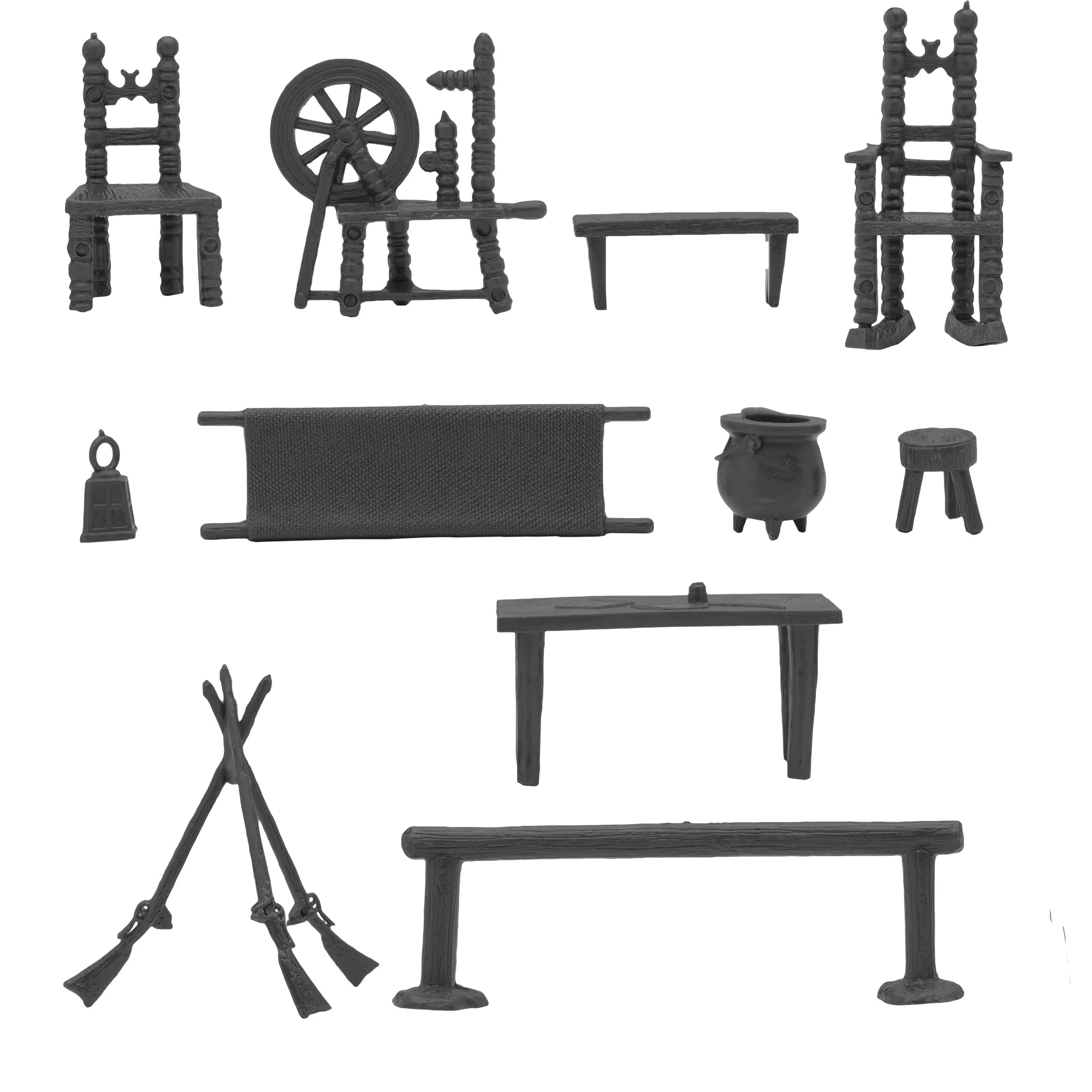 BMC Classic Marx Antique Furniture - 36pc Dollhouse Plastic Playset Accessories - Image 4