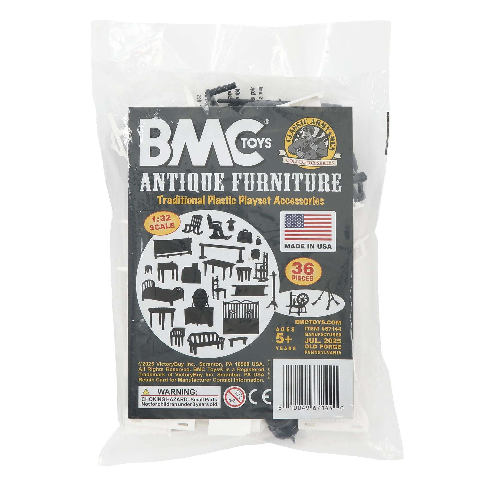 BMC Classic Marx Antique Furniture - 36pc Dollhouse Plastic Playset Accessories - Image 6