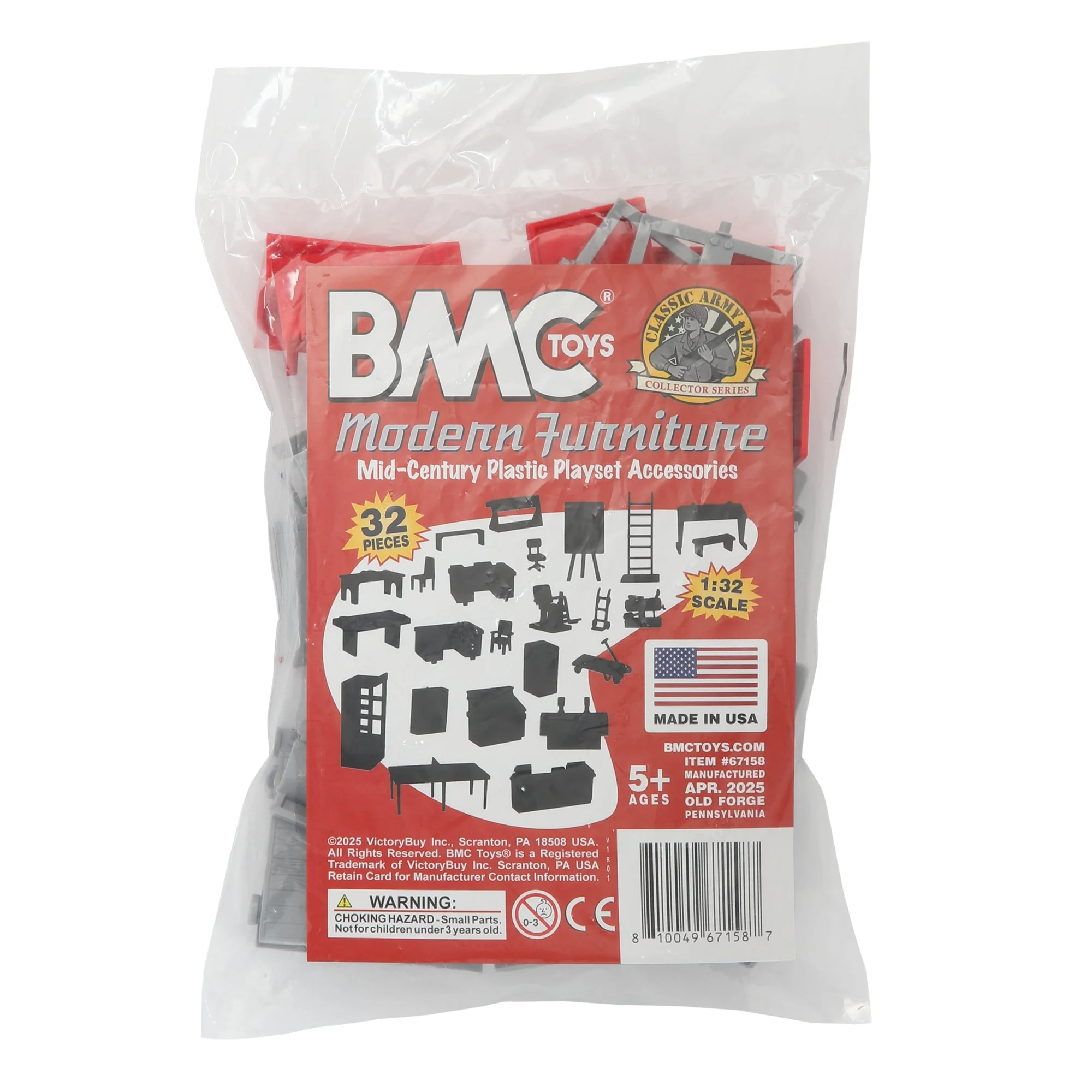 BMC Classic Marx Mid-Century Modern Furniture - 32pc Plastic Playset Accessories - Image 6