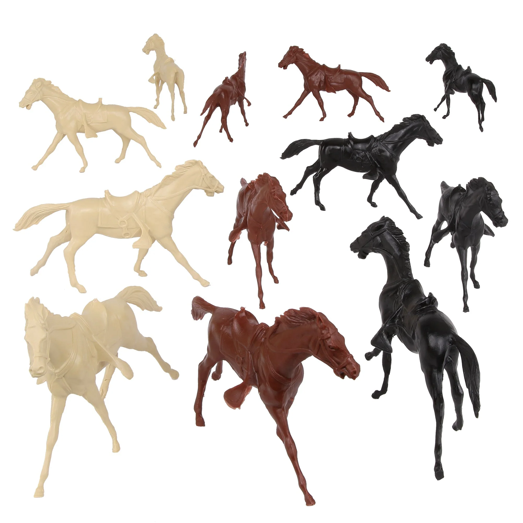 BMC Classic Western Cavalry Horses - 12pc Plastic Figure Playset Accessories - Image 4