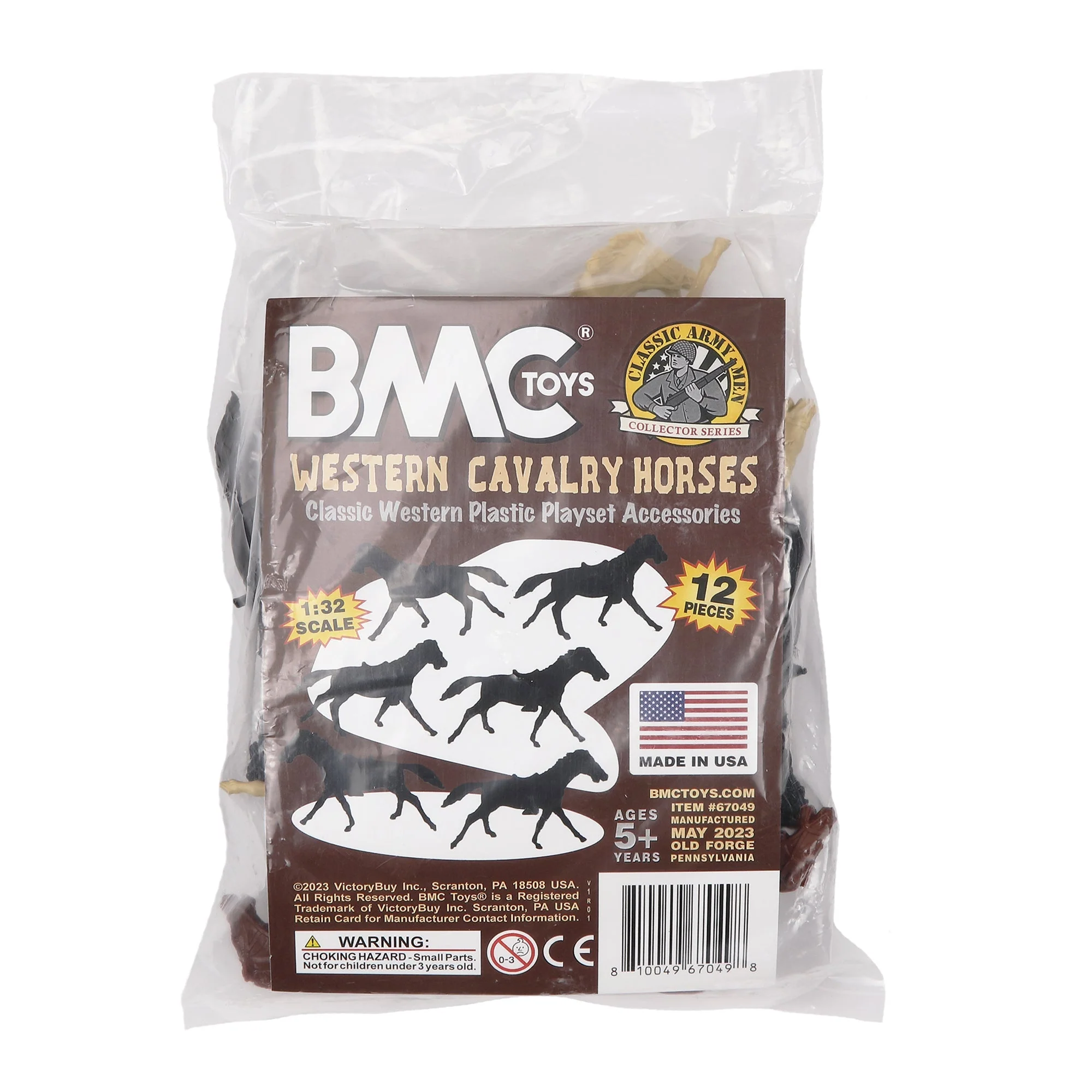 BMC Classic Western Cavalry Horses - 12pc Plastic Figure Playset Accessories - Image 5