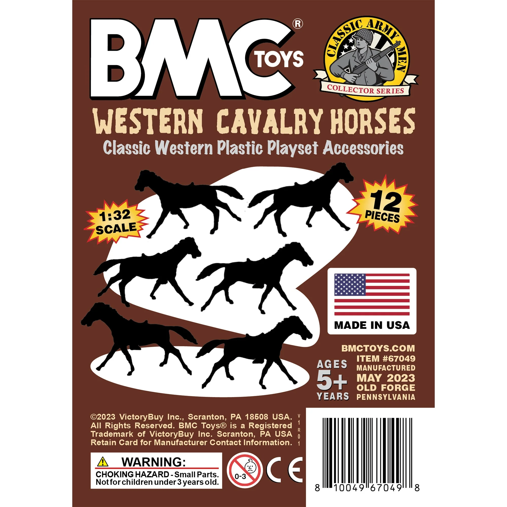BMC Classic Western Cavalry Horses - 12pc Plastic Figure Playset Accessories - Image 6