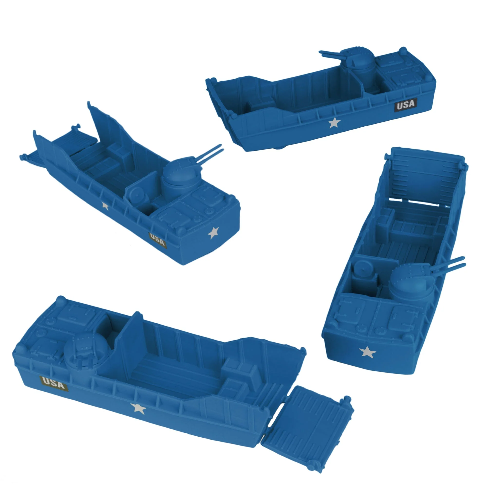 BMC Classic Marx Landing Craft - 4pc Blue Plastic Army Men Boat Vehicles - Image 4