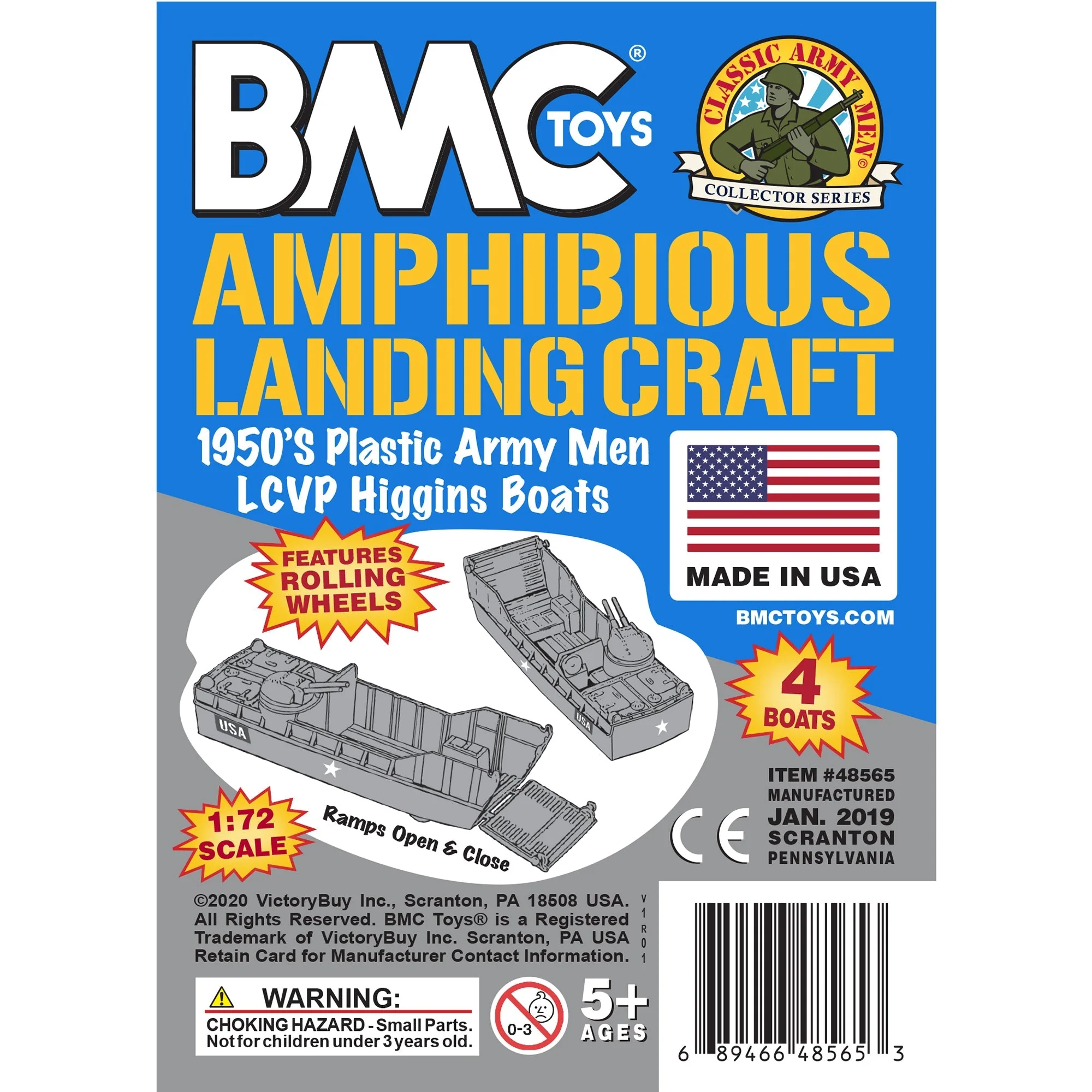 BMC Classic Marx Landing Craft - 4pc Blue & Gray Plastic Army Men Boat Vehicles - Image 7