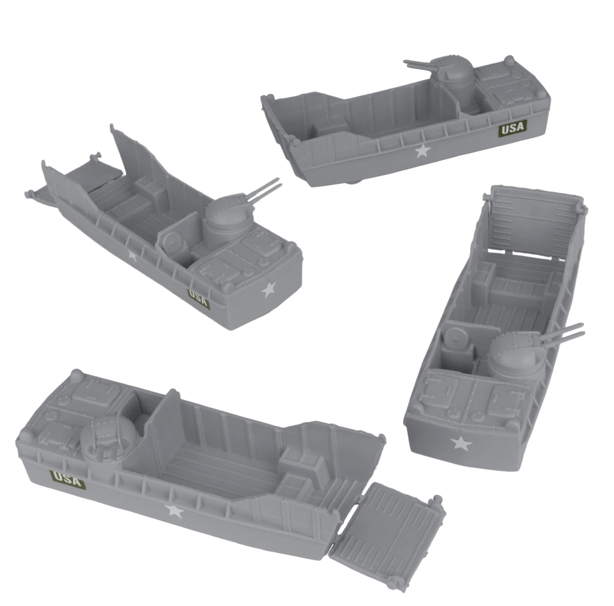 BMC Classic Marx Landing Craft - 4pc Gray Plastic Army Men Boat Vehicles - Image 3