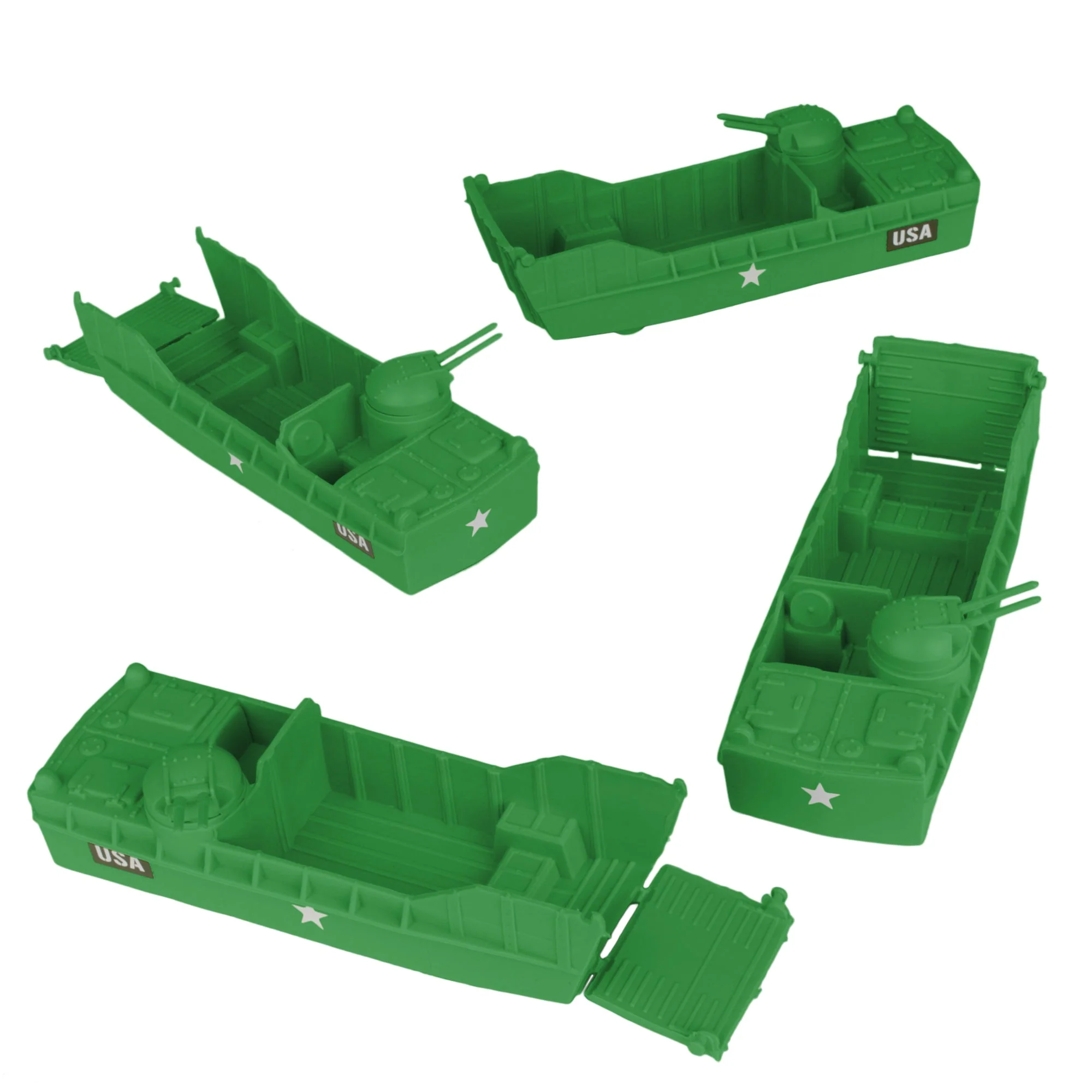 BMC Classic Marx Landing Craft - 4pc Green Plastic Army Men Boat Vehicles - Image 4