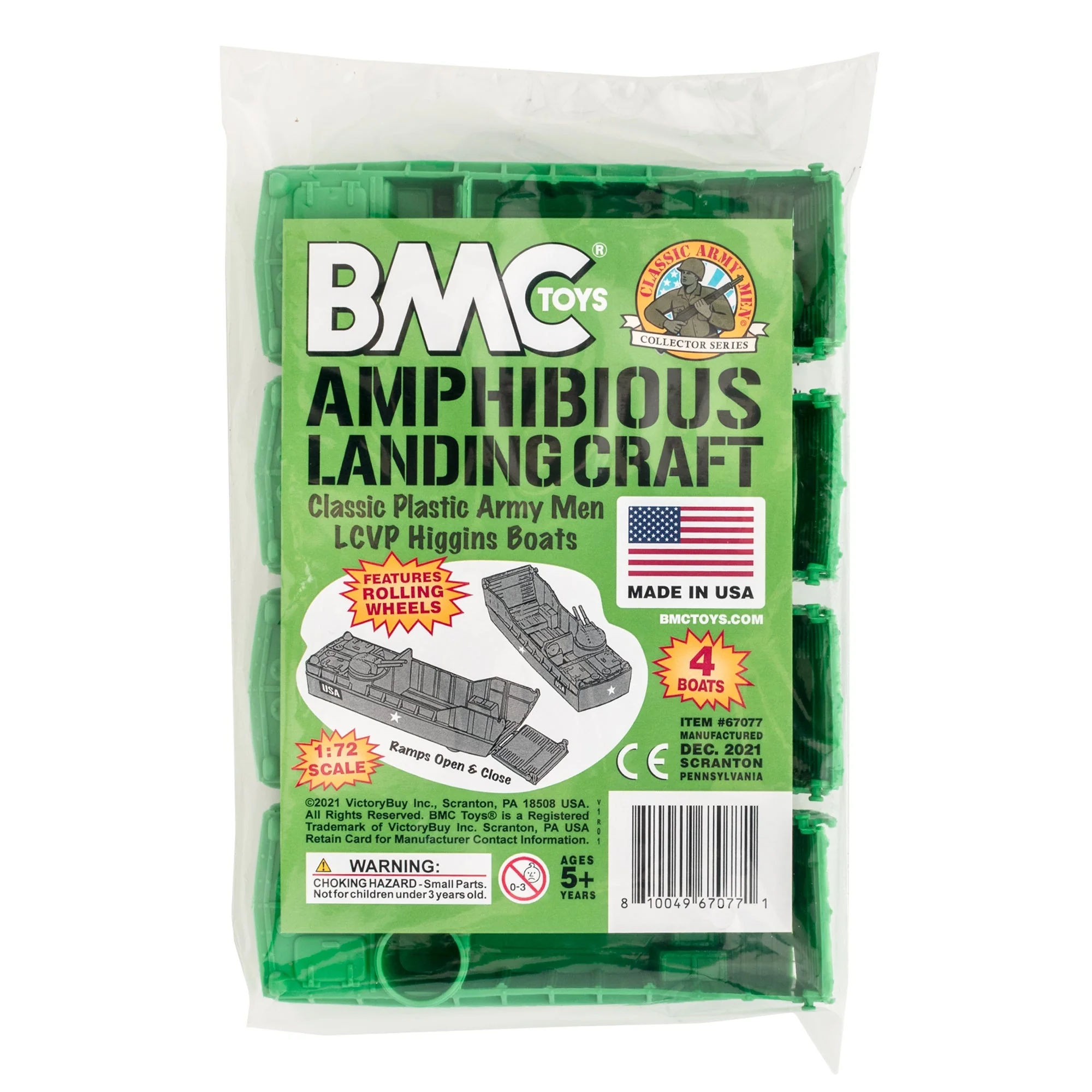 BMC Classic Marx Landing Craft - 4pc Green Plastic Army Men Boat Vehicles - Image 5