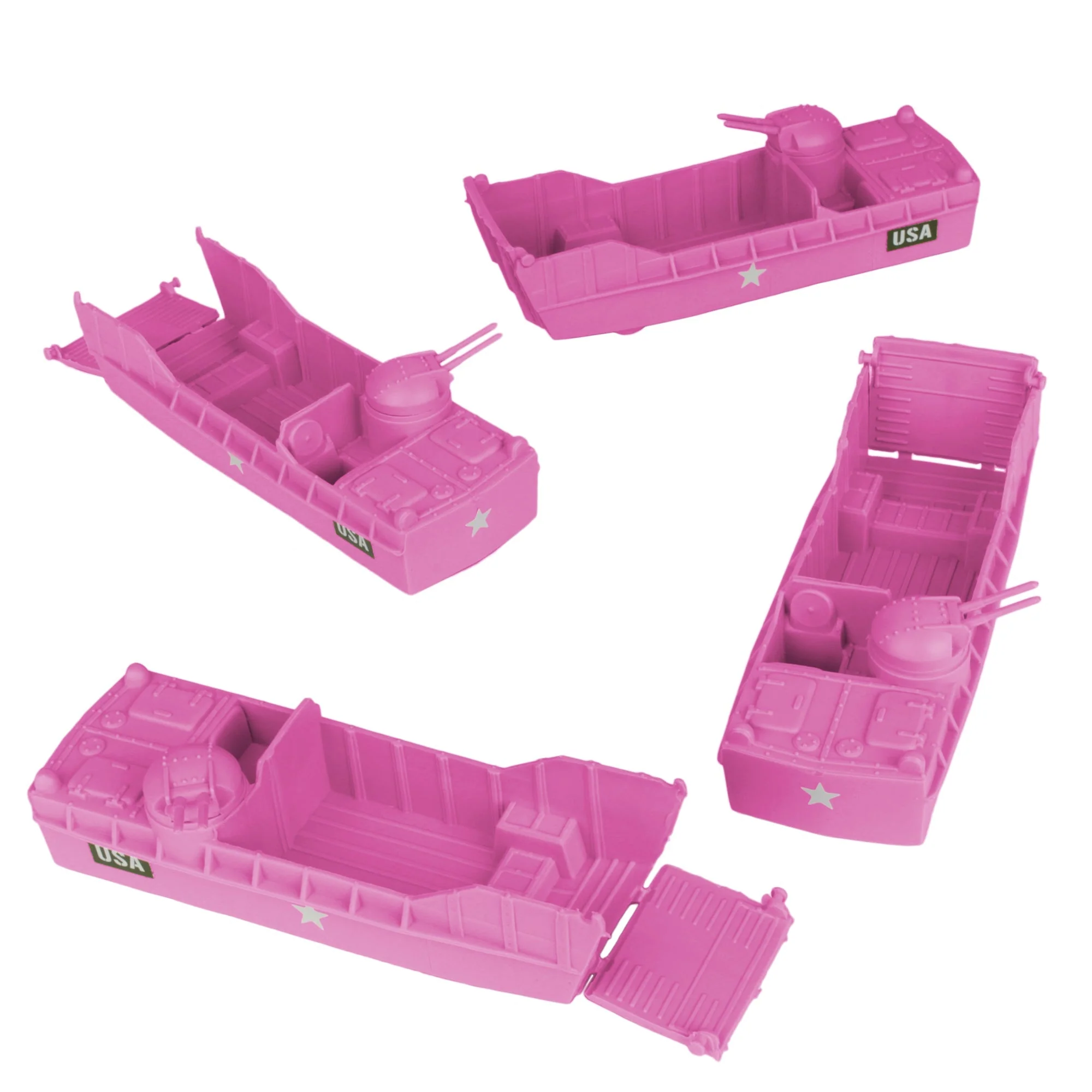 BMC Classic Marx Landing Craft - 4pc Pink Plastic Army Men Boat Vehicles - Image 4