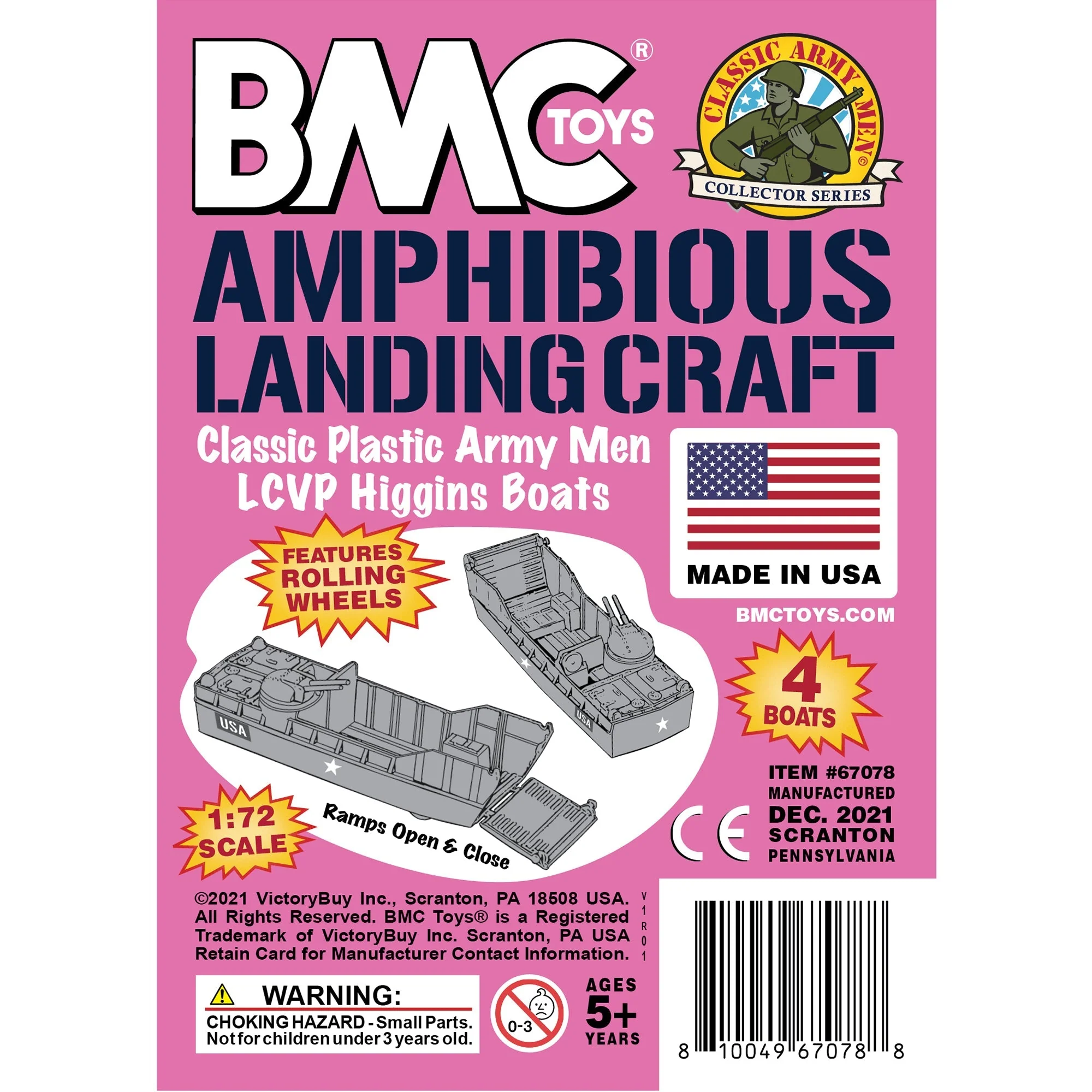 BMC Classic Marx Landing Craft - 4pc Pink Plastic Army Men Boat Vehicles - Image 6