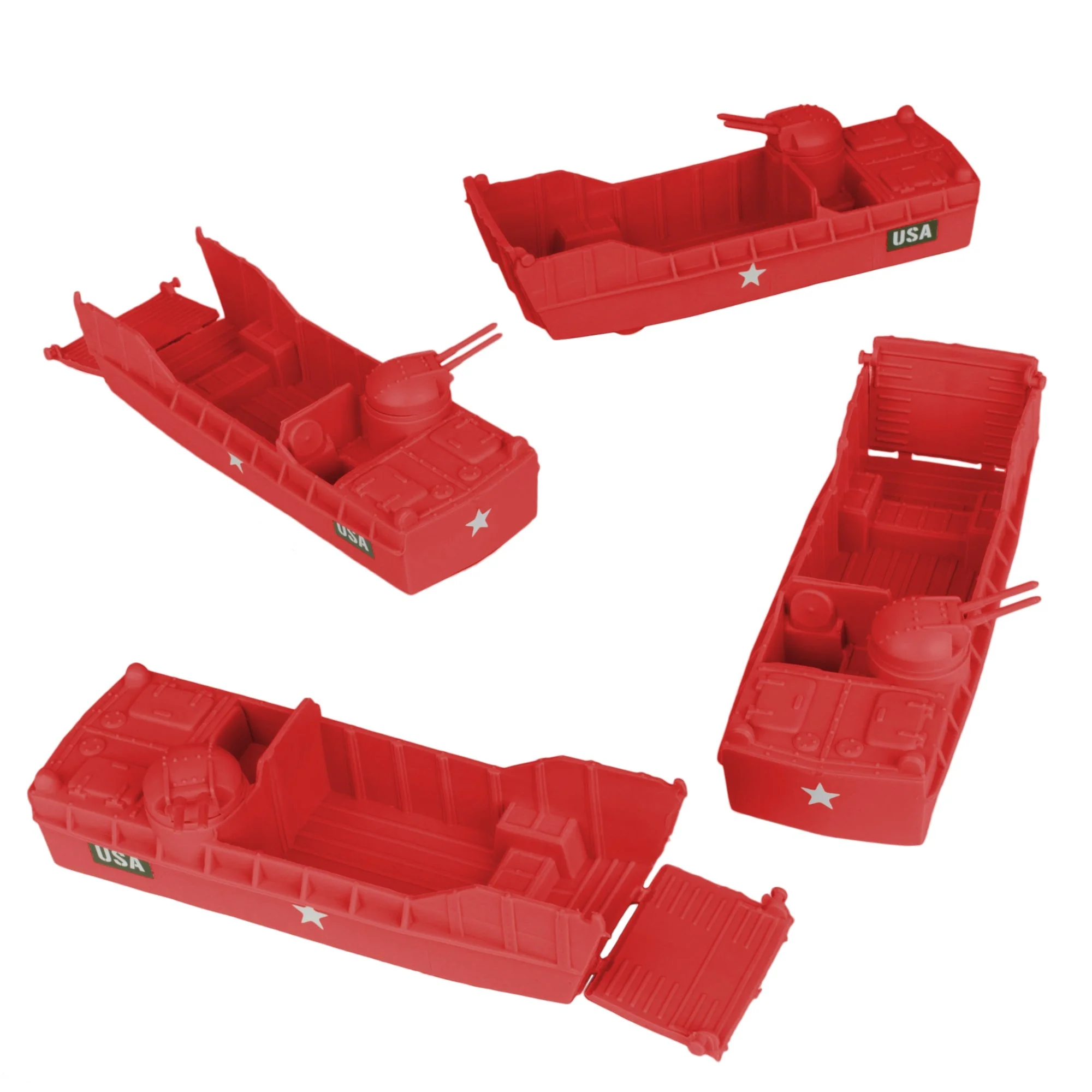 BMC Classic Marx Landing Craft - 4pc Red Plastic Army Men Boat Vehicles - Image 4