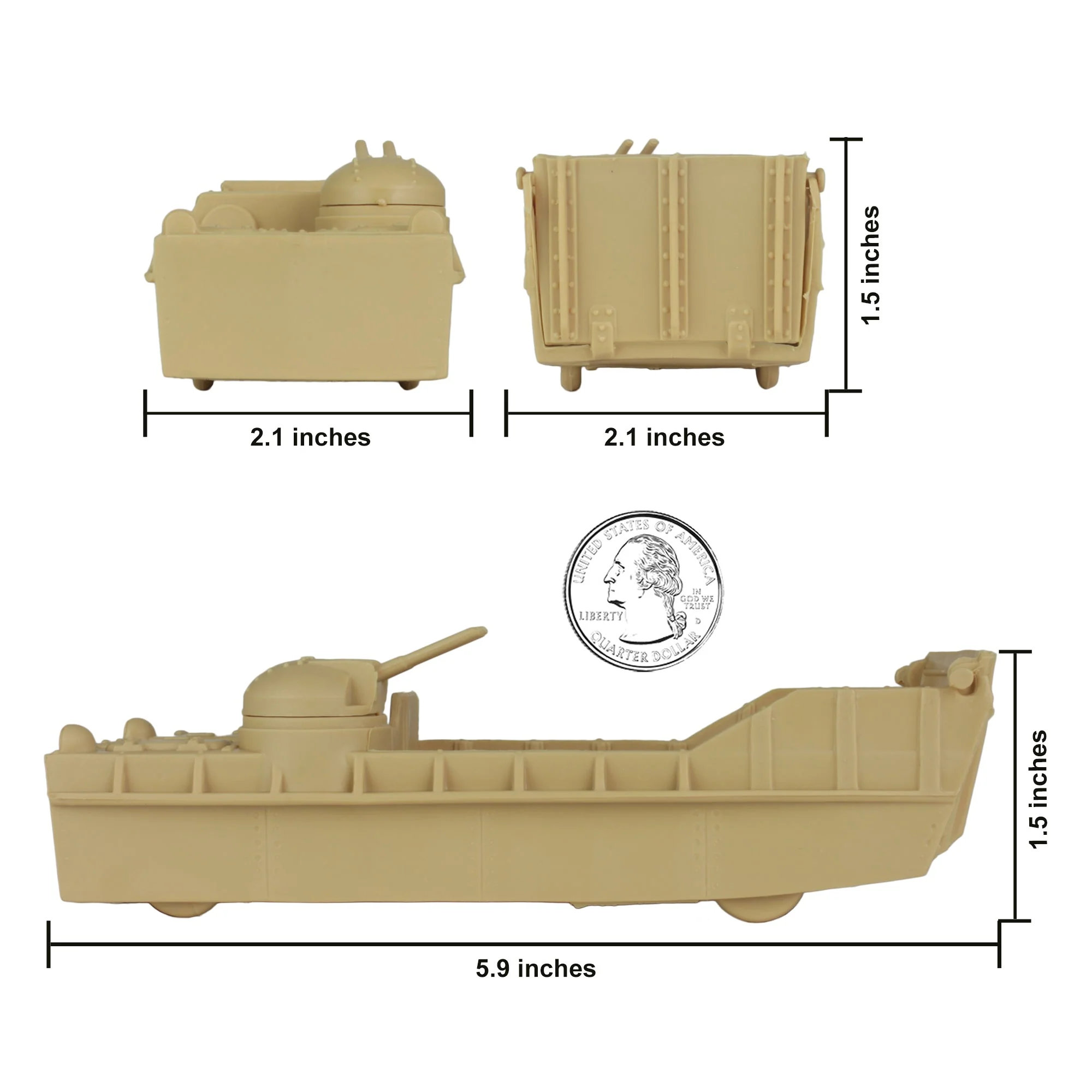 BMC Classic Marx Landing Craft - 4pc Tan vs. OD Green Plastic Army Men Vehicles - Image 5
