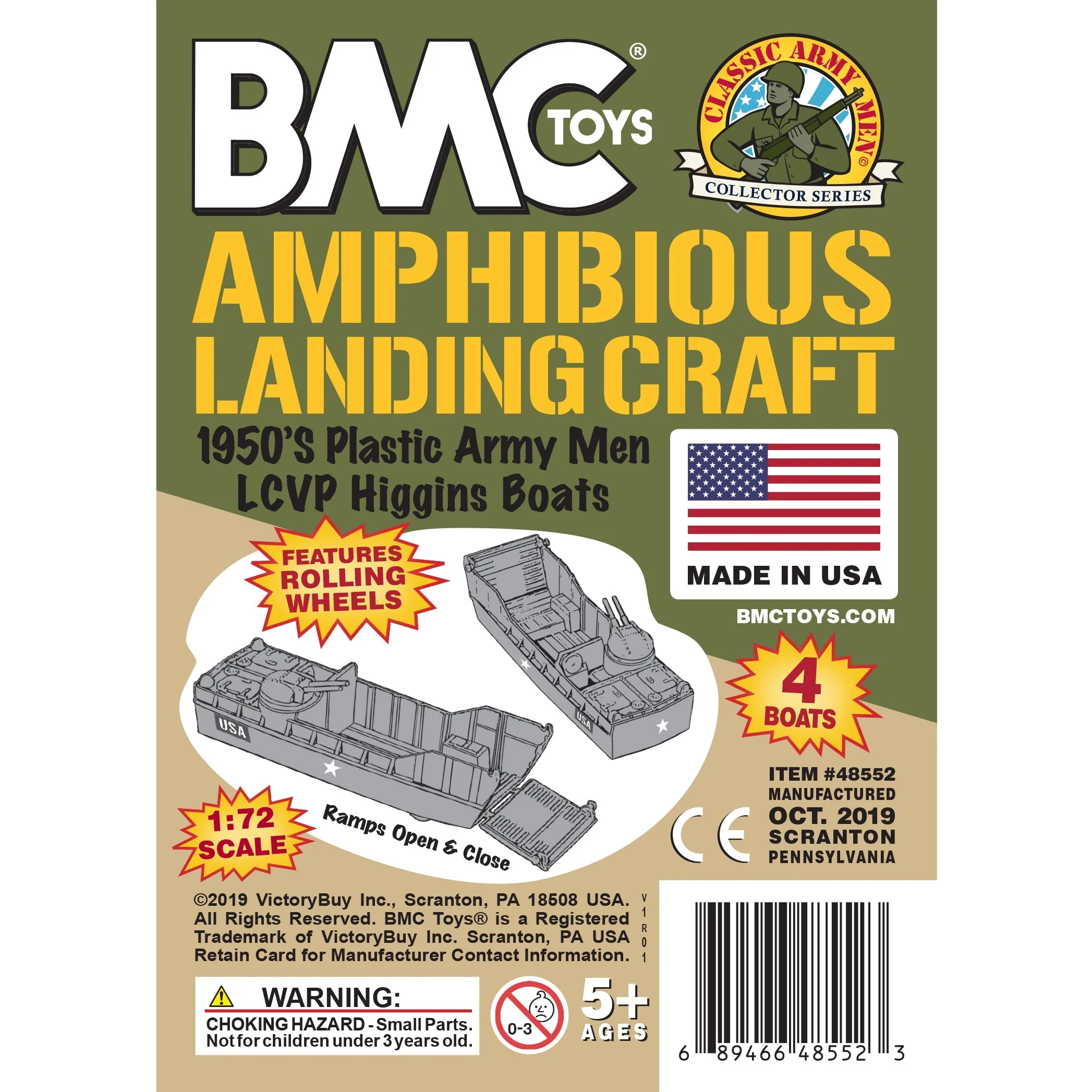 BMC Classic Marx Landing Craft - 4pc Tan vs. OD Green Plastic Army Men Vehicles - Image 9